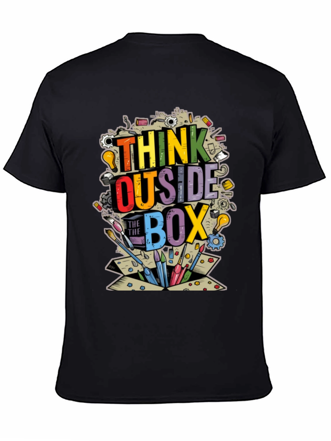 Black Think Outside the Box Graphic T-Shirt view 4