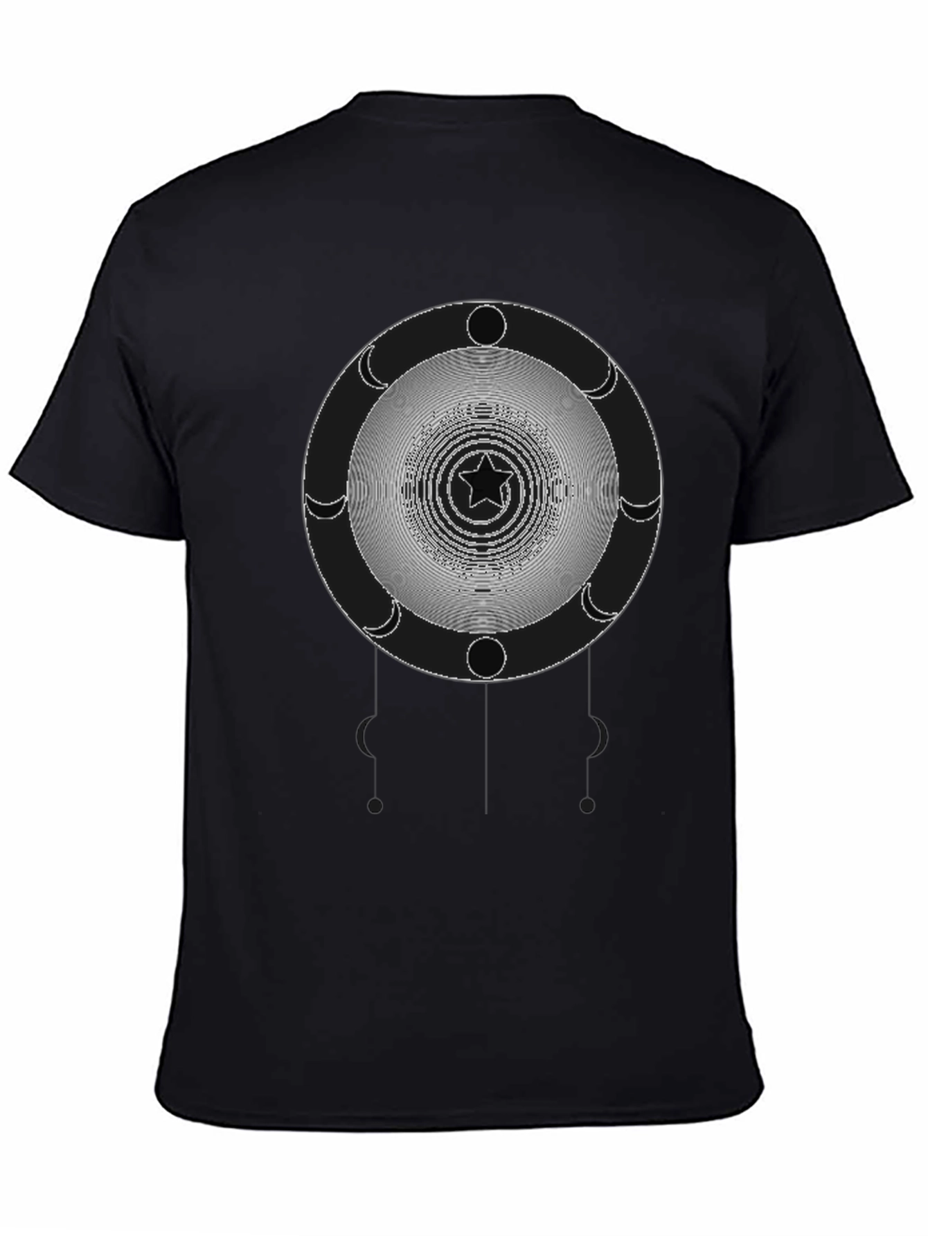 Black Mystic Moon Star Graphic Black T-Shirt view 4
