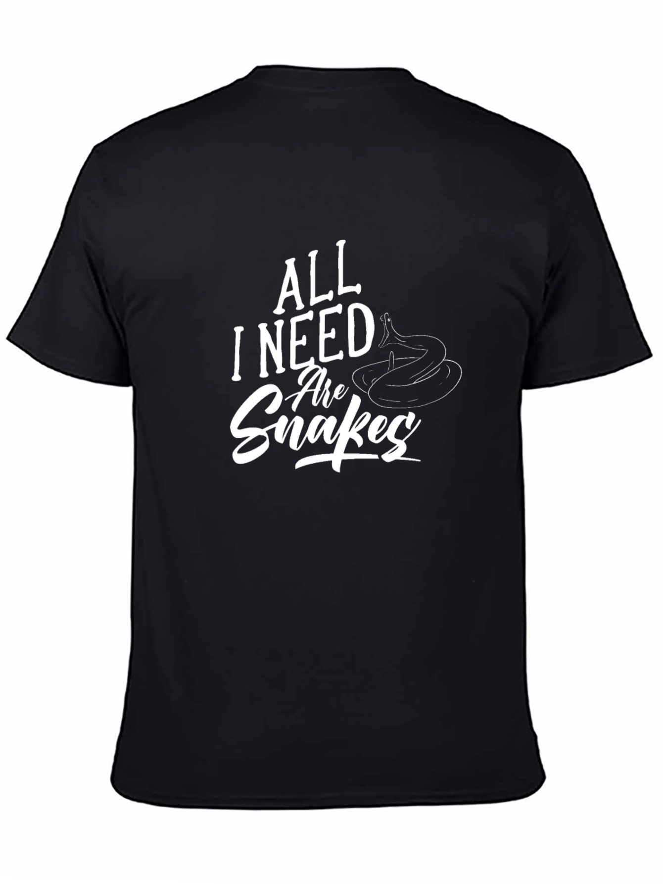 Black All I Need Are Snakes Black T-Shirt view 4