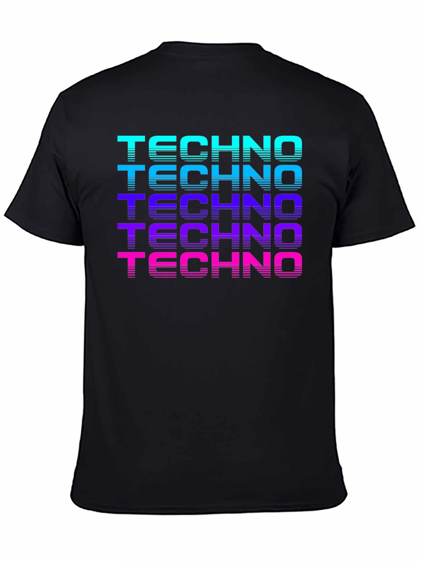 Black Retro Techno Graphic T-Shirt view 4
