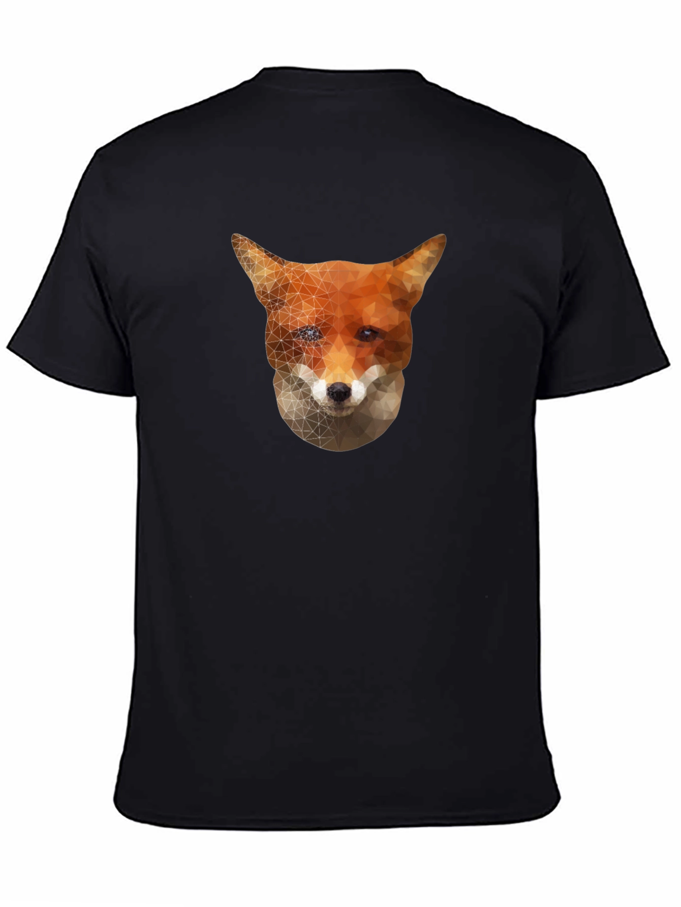 Black Geometric Fox Graphic Tee - Stylish Black T-Shirt view 4