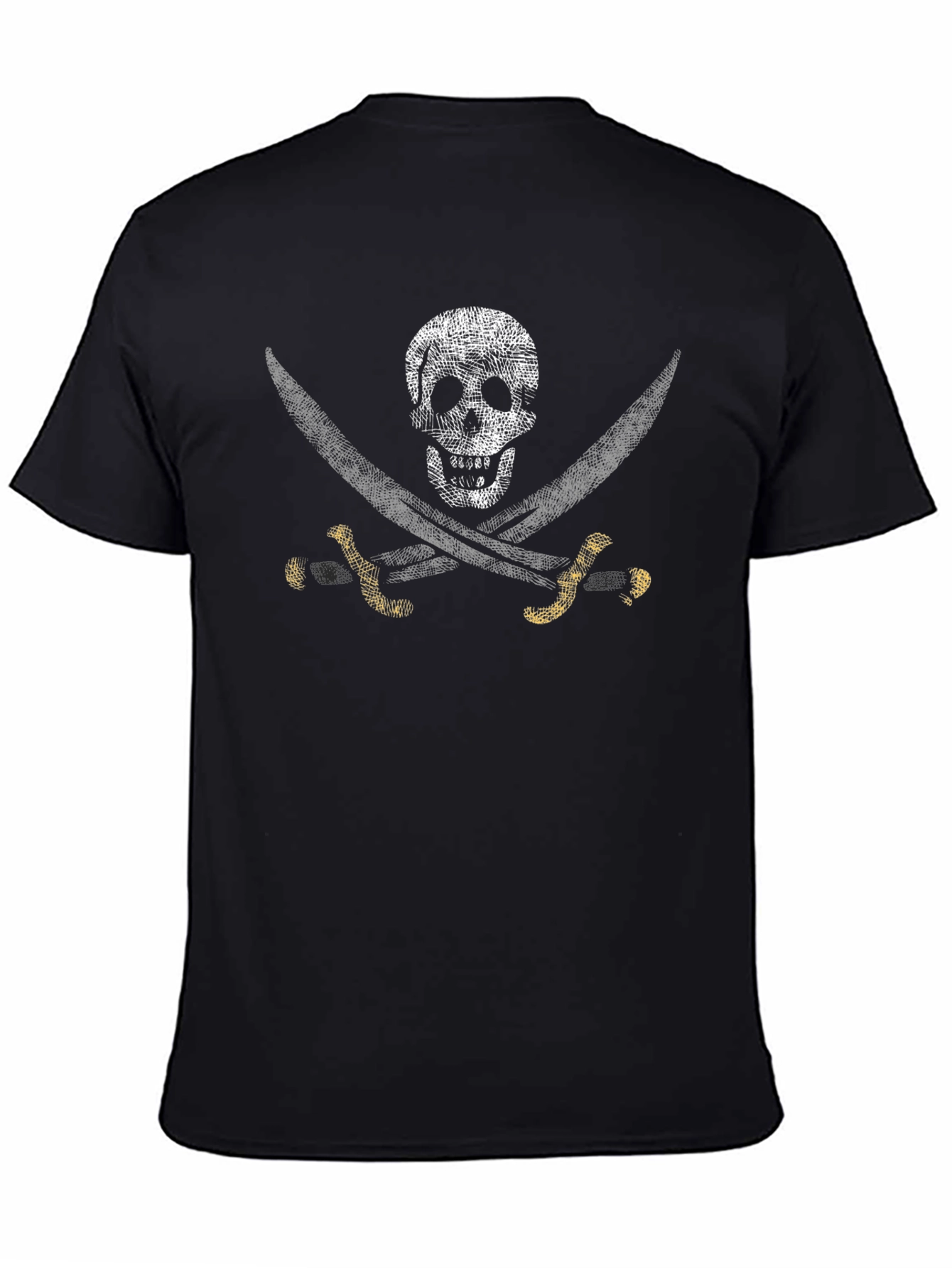 Pirate Skull & Swords Graphic T-Shirt - Black - 4