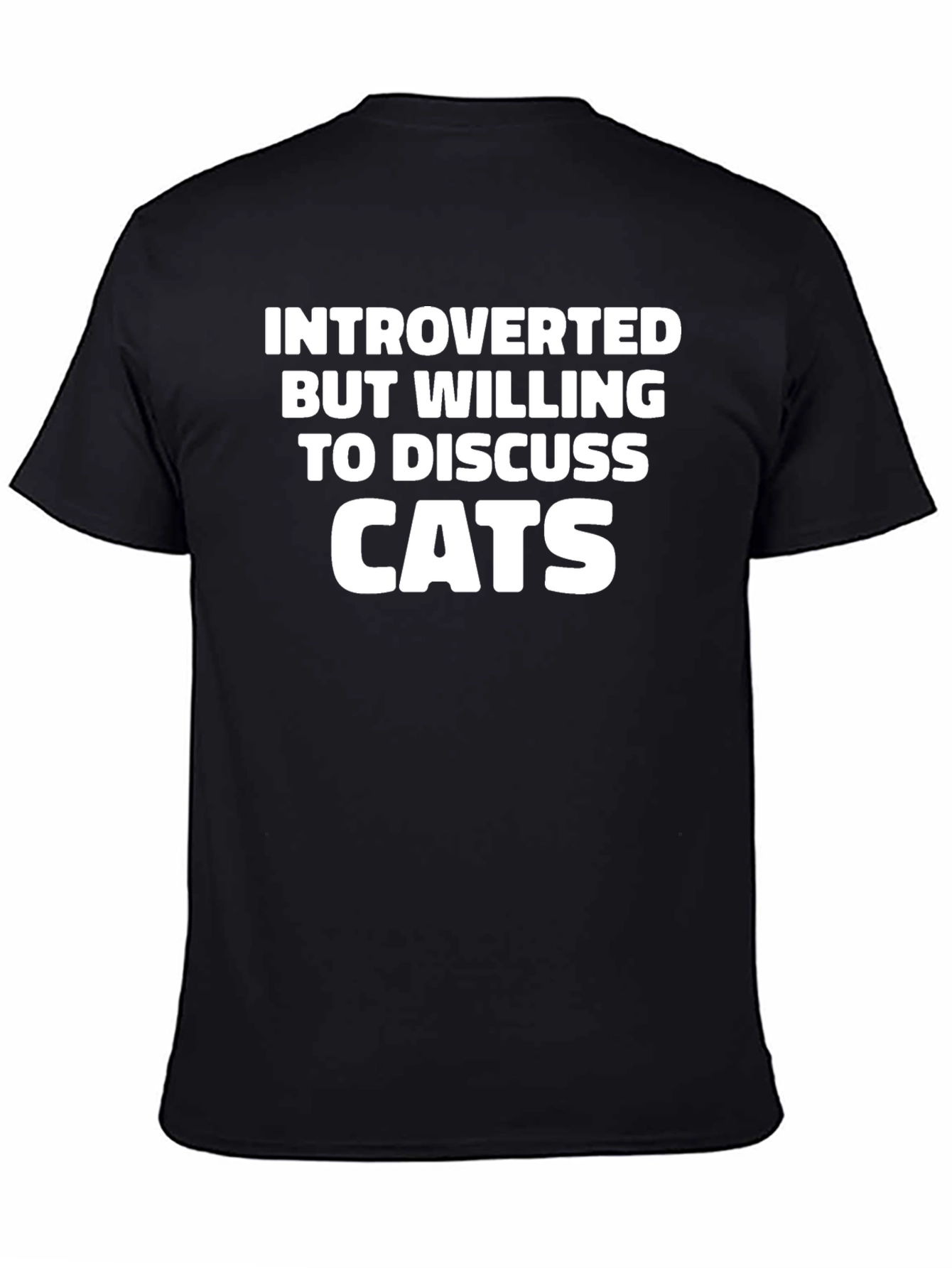 Black Introverted Cat Lover T-Shirt - Black view 4