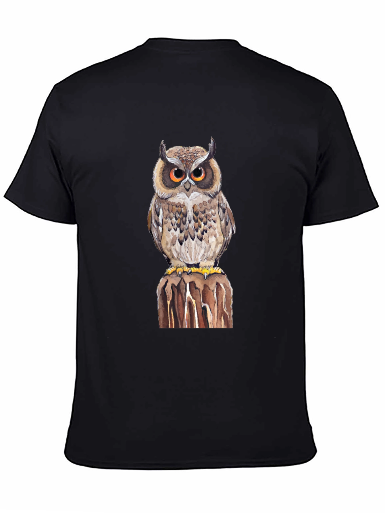 Black Owl Graphic Print Black T-Shirt view 4
