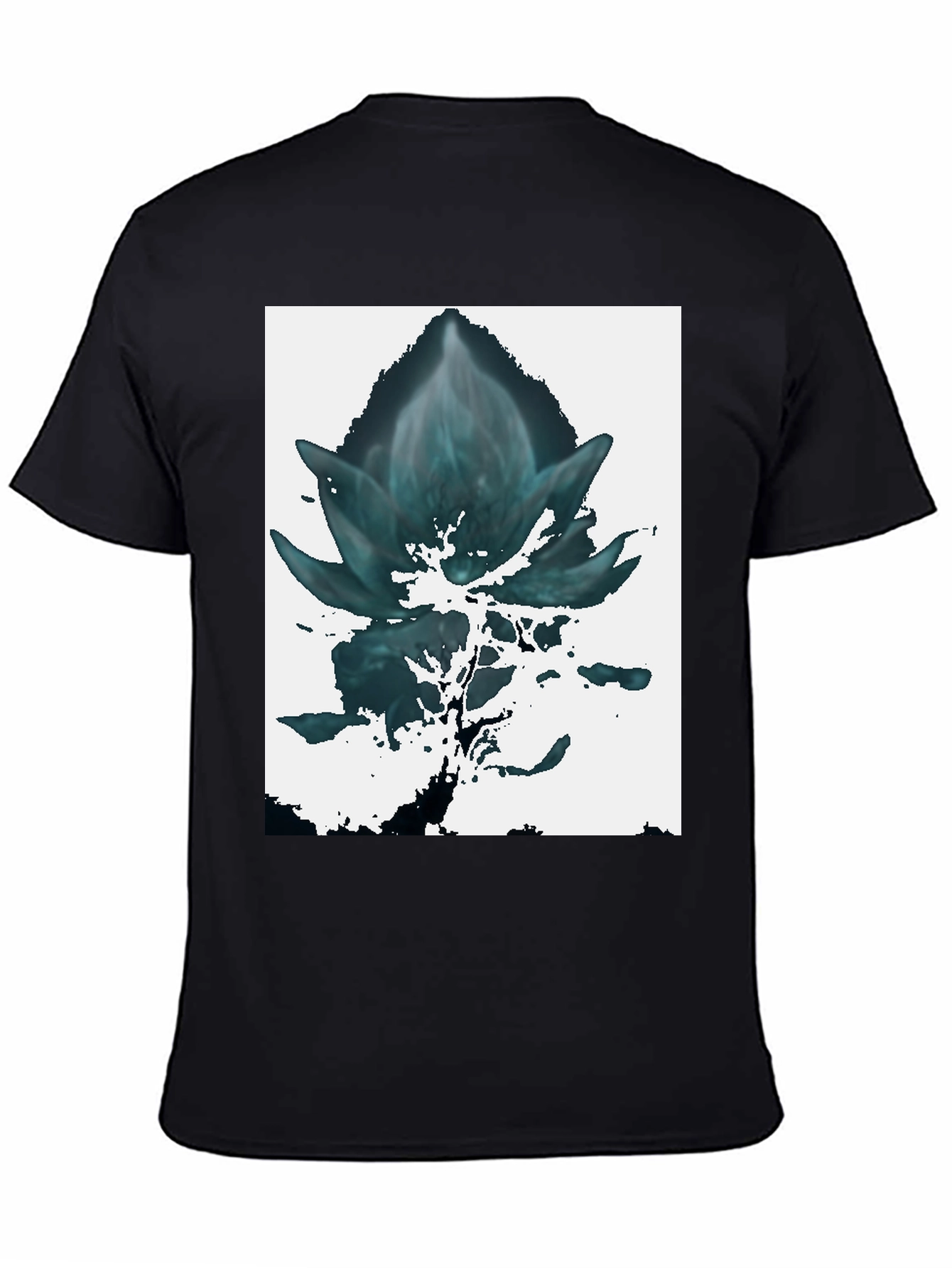 Black Abstract Floral Graphic Tee - Black view 4