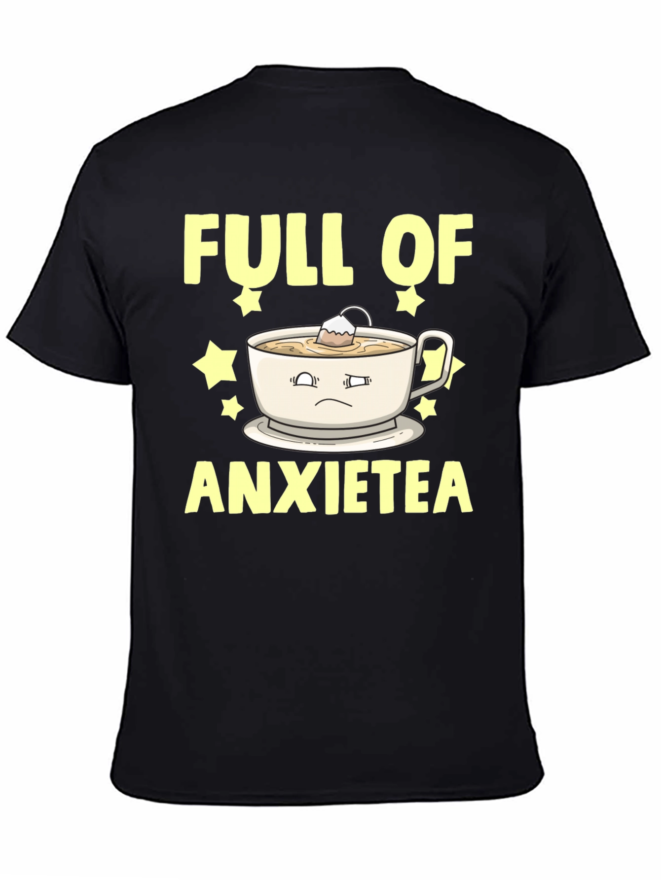 Black Full of Anxietea Graphic Tee - Novelty T-Shirt view 4