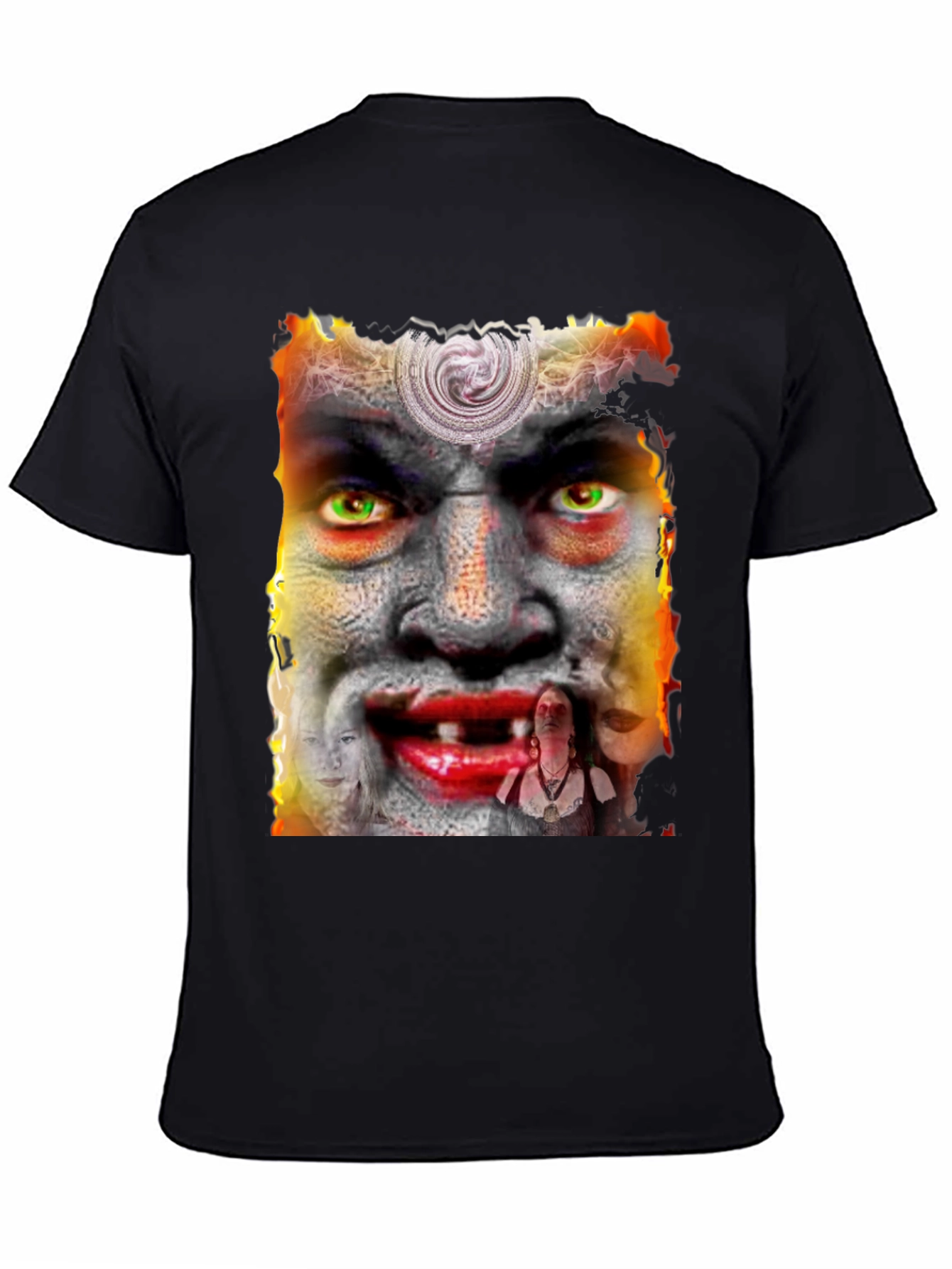 Black Unique Graphic Tee - Horror Face Design view 4