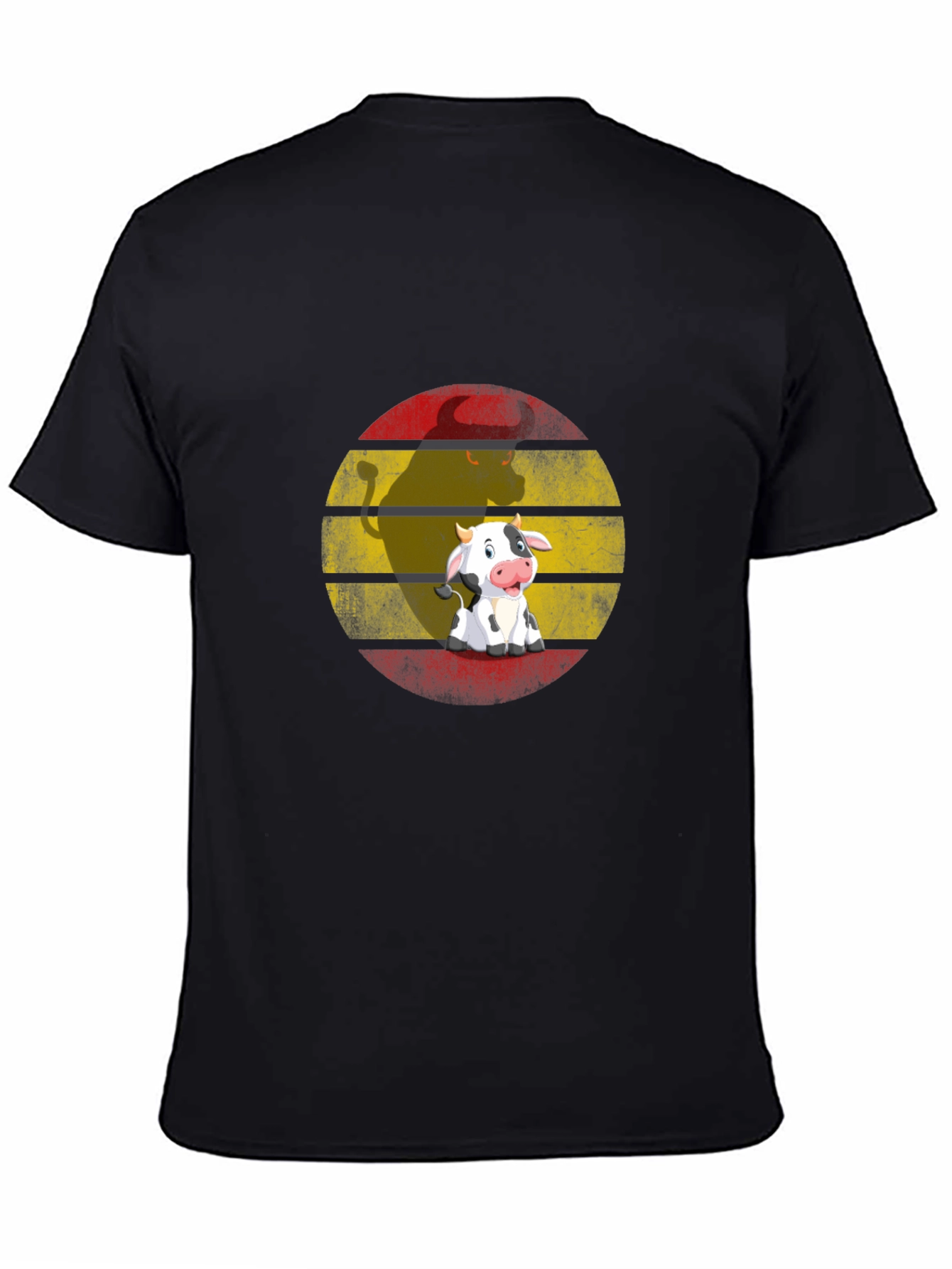 Black Cute Cow Spain Flag T-Shirt - Novelty Cartoon Animal Tee view 4