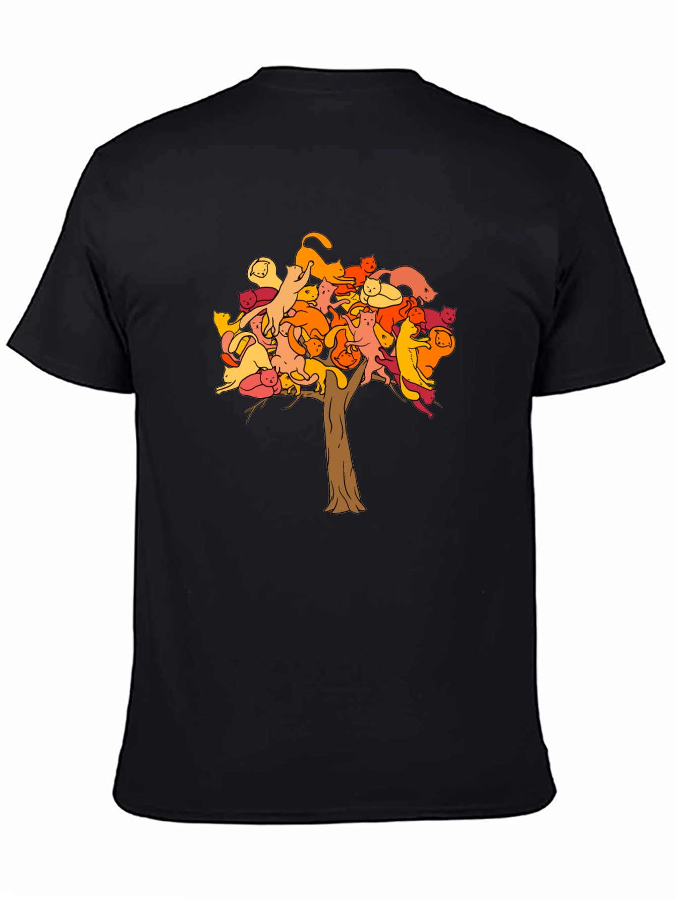 Black Cat Tree Graphic Tee - Unisex Black T-Shirt view 4