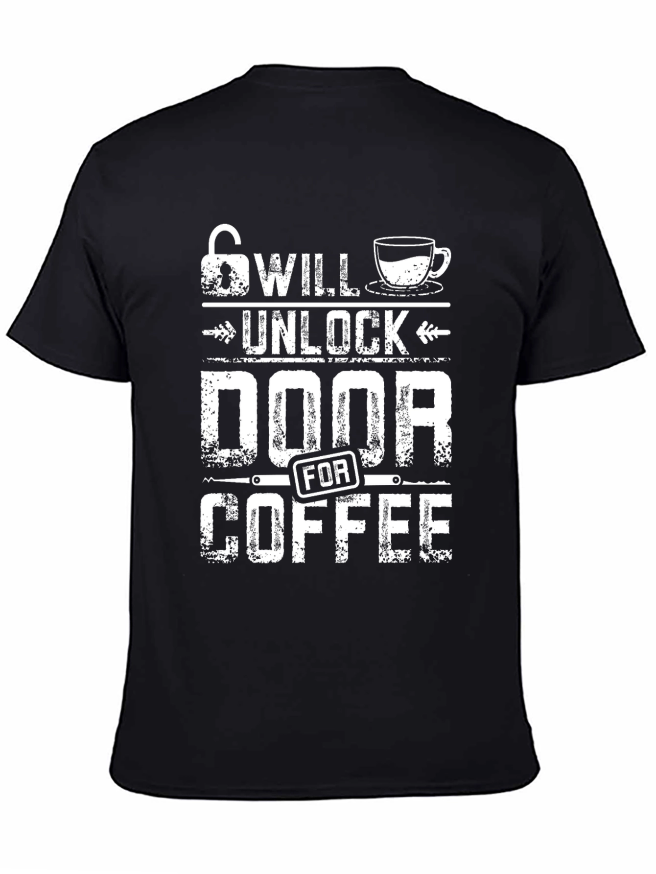 Black Coffee Lover T-Shirt: Unlock Door For Coffee view 4