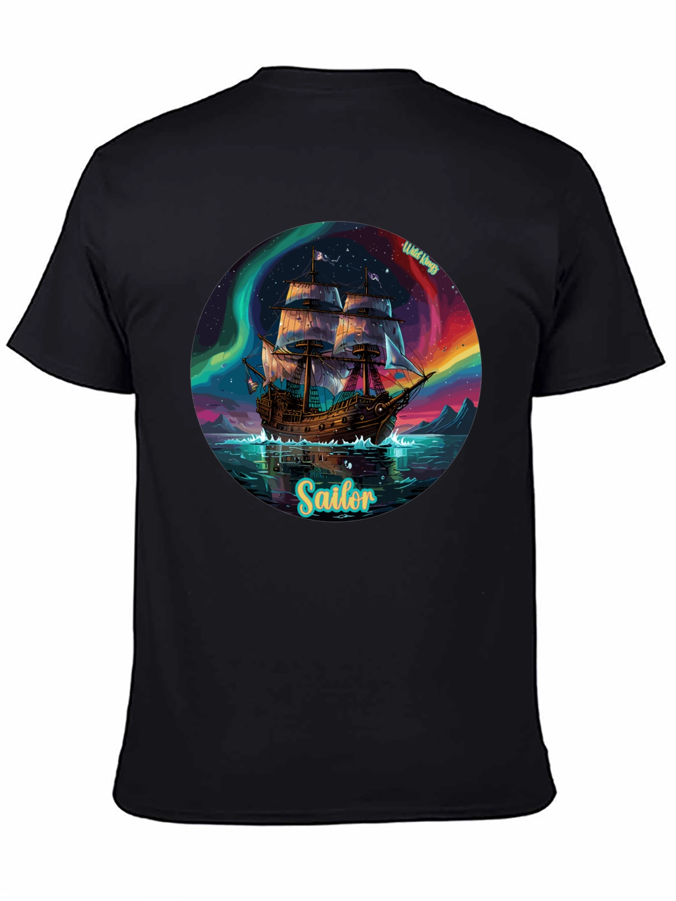Black Sailor Ship Graphic Tee - Wild Kings Design view 4