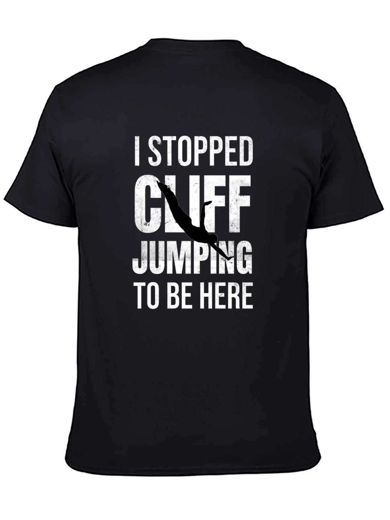 Black I Stopped Cliff Jumping T-Shirt - Funny Graphic Tee view 4
