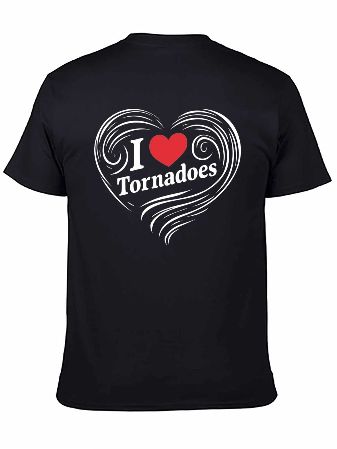 Black I Love Tornadoes Heart Graphic T-Shirt view 4