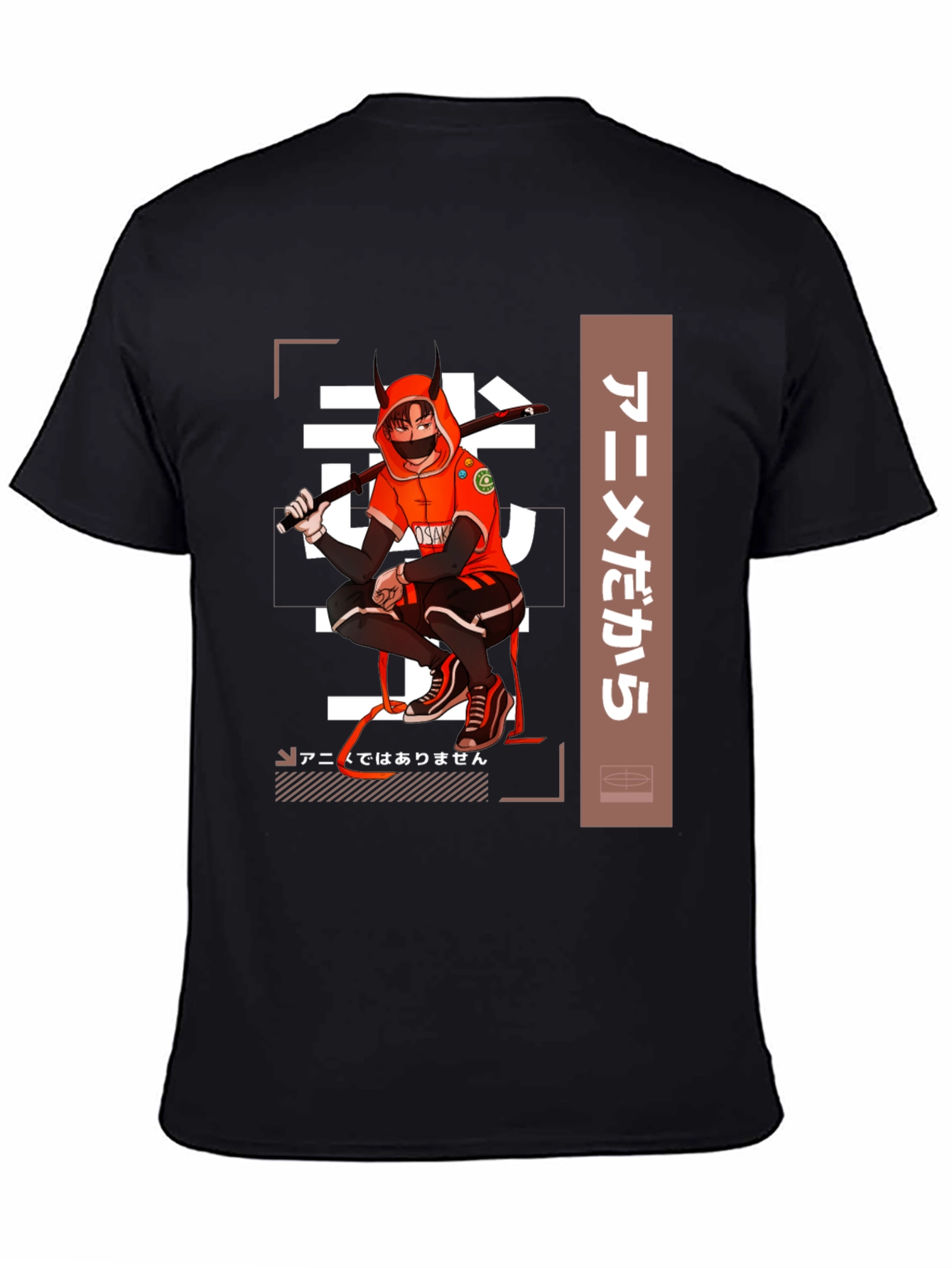 Black Anime-Inspired Black Graphic T-Shirt view 4