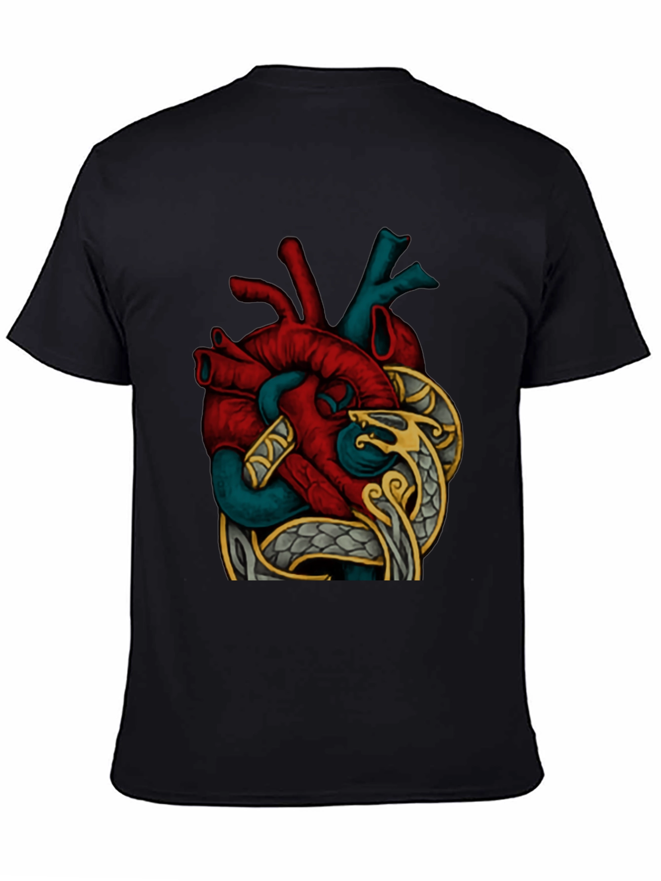 Black Anatomic Heart Snake Graphic T-Shirt view 4
