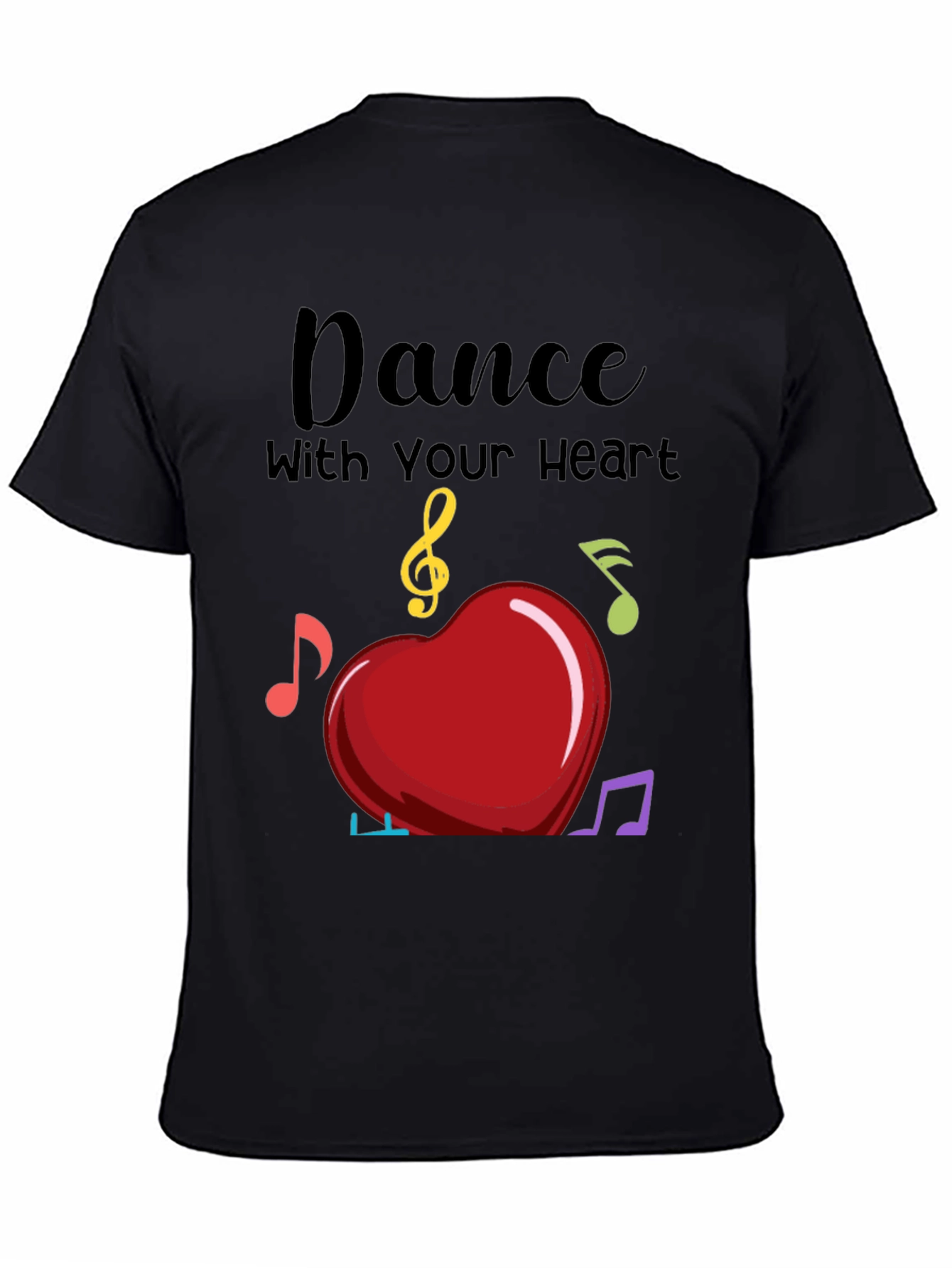 Black Dance with Your Heart T-Shirt - Musical Heart Tee view 4