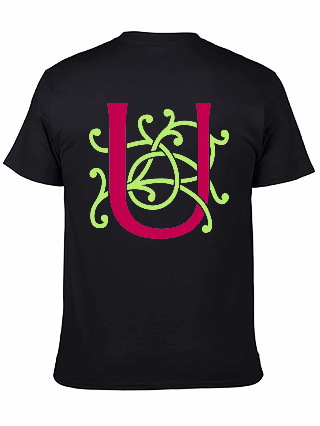 Black Celtic Knot U Letter Graphic T-Shirt view 4