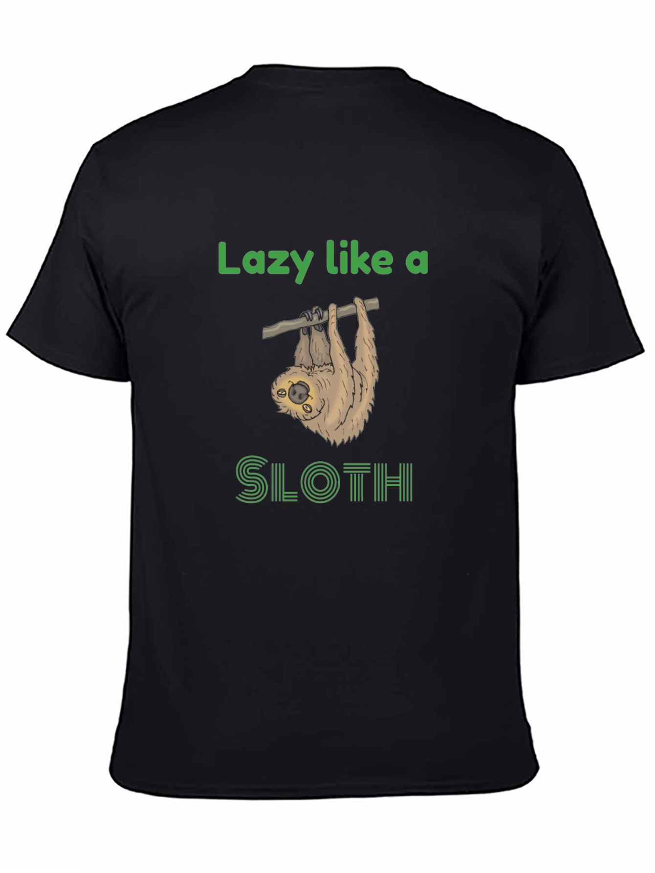 Black Lazy Sloth Graphic Tee - Funny Novelty T-Shirt view 4