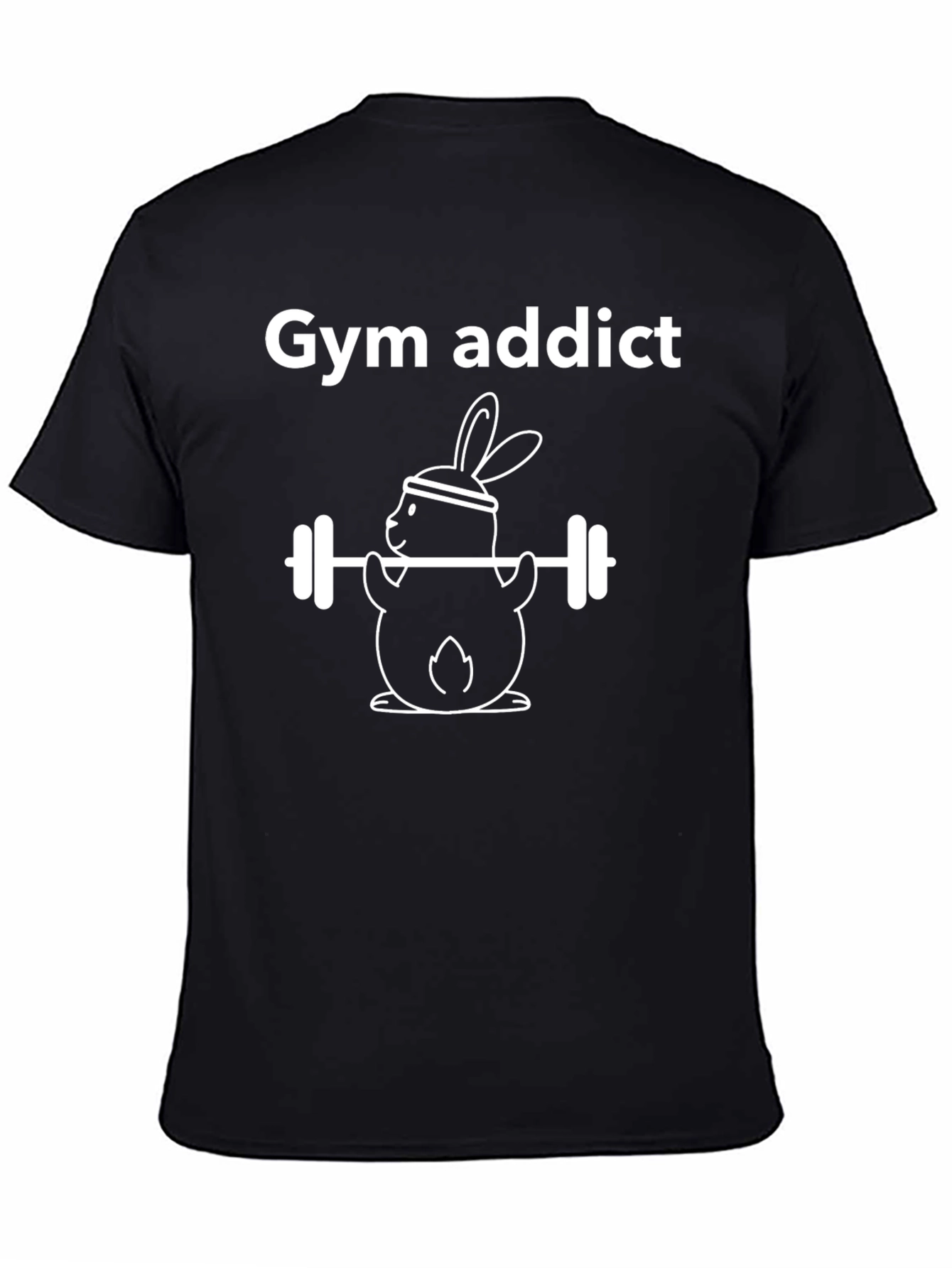 Black Gym Addict Bunny Black T-Shirt view 4