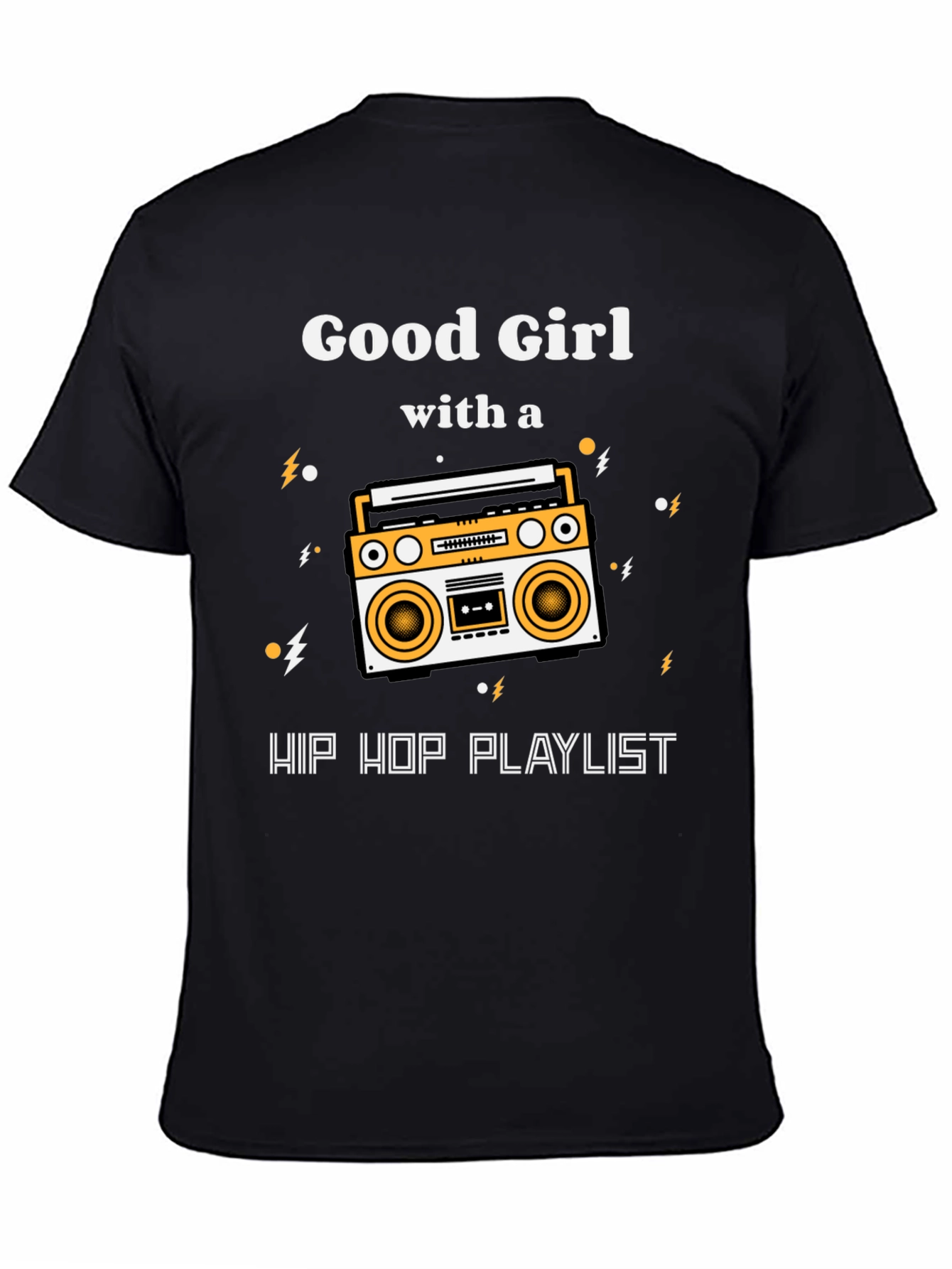 Black Good Girl Hip Hop Playlist Graphic T-Shirt view 4
