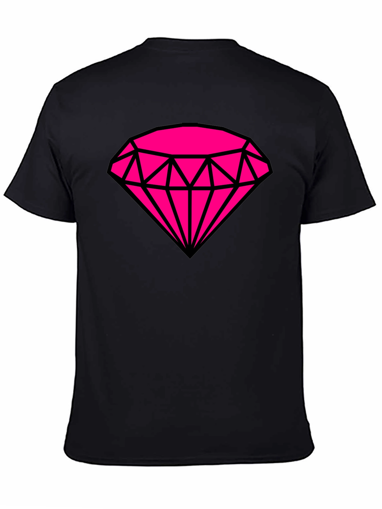 Black Bold Graphic Tee: Hot Pink Diamond Design view 4