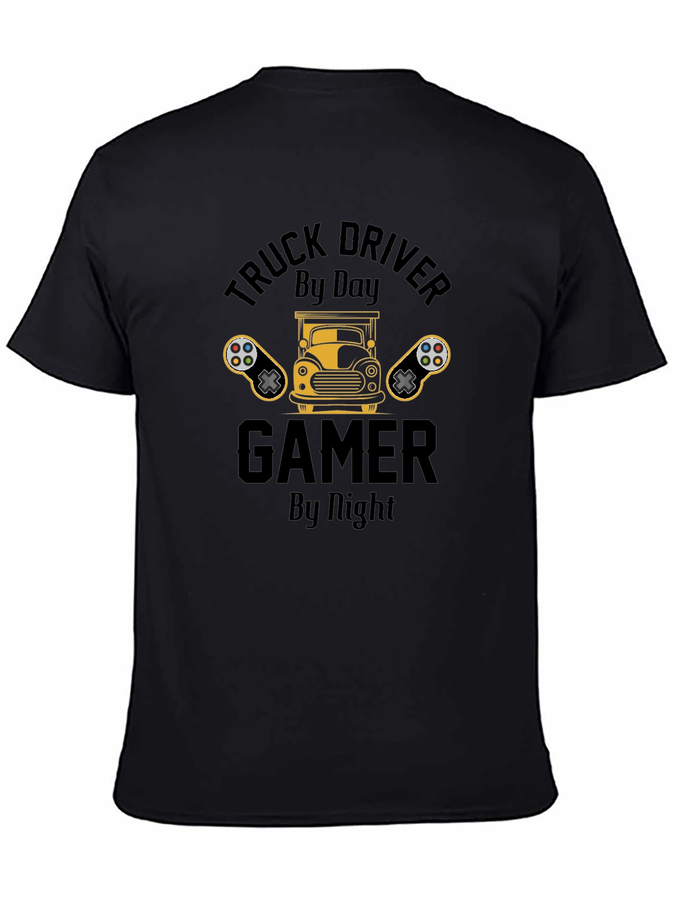 Black Truck Driver Gamer T-Shirt - Black view 4