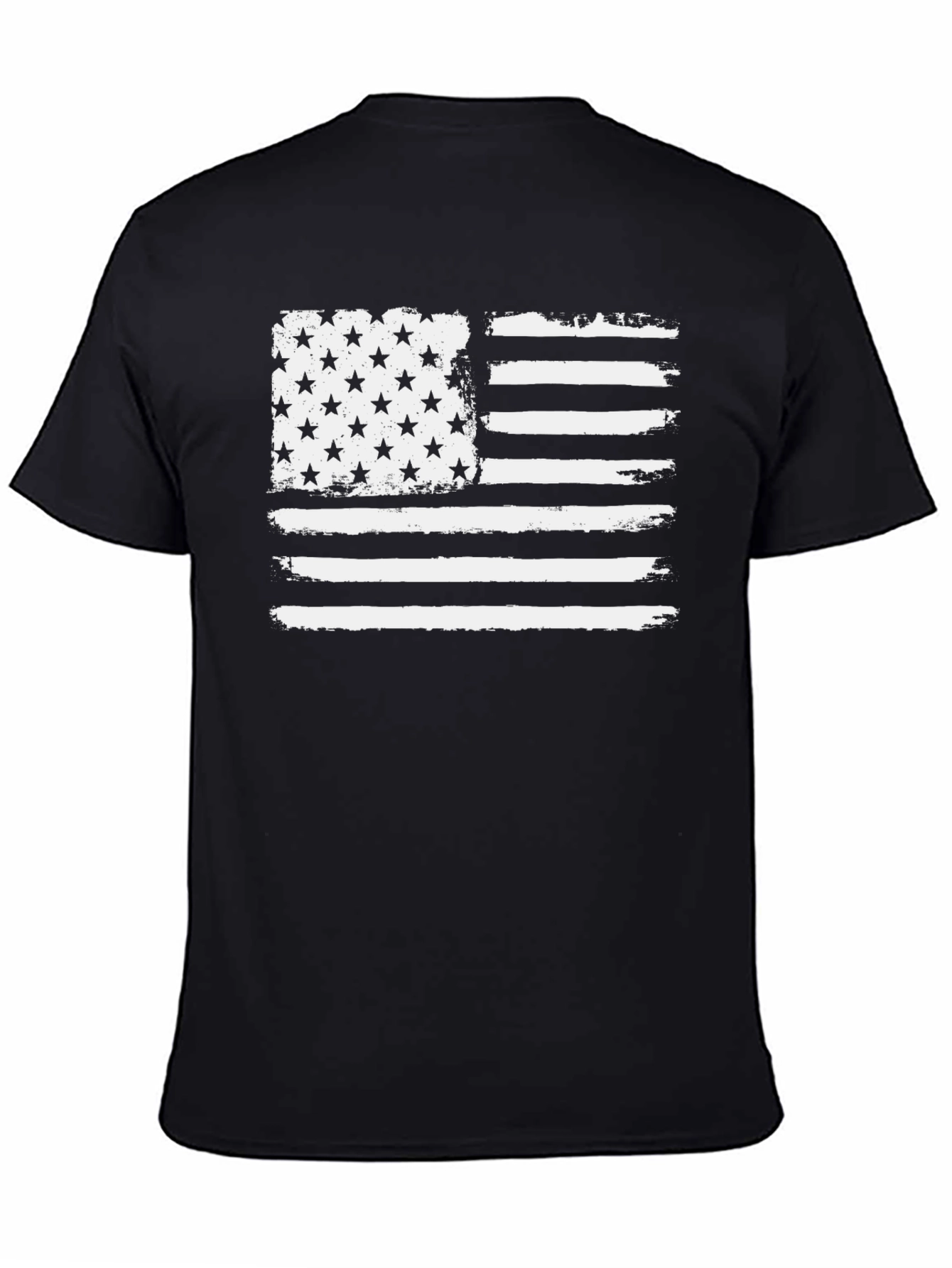 Black Distressed American Flag Graphic Tee view 4