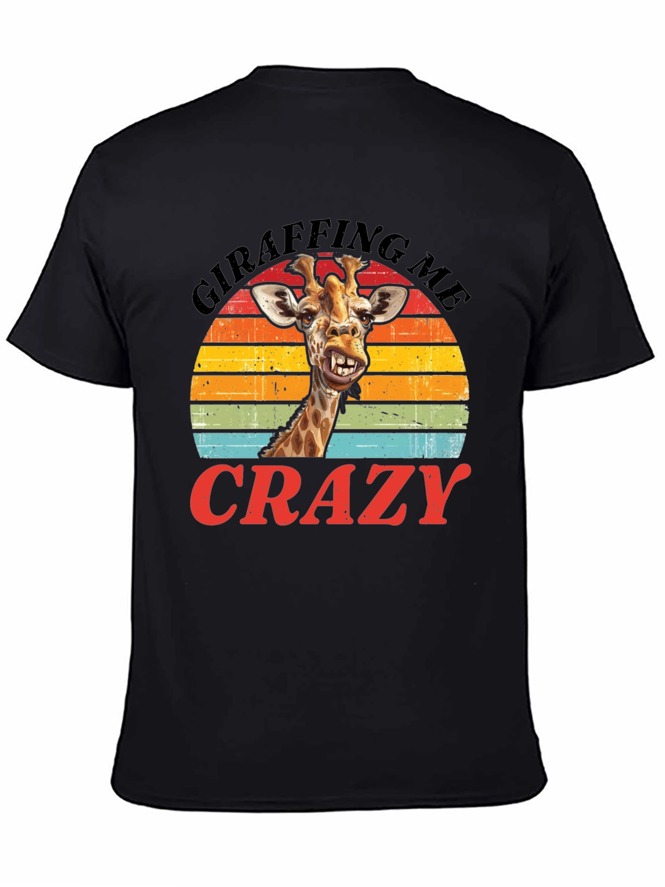 Black Giraffing Me Crazy Graphic Tee - Hilarious Giraffe T-Shirt view 4