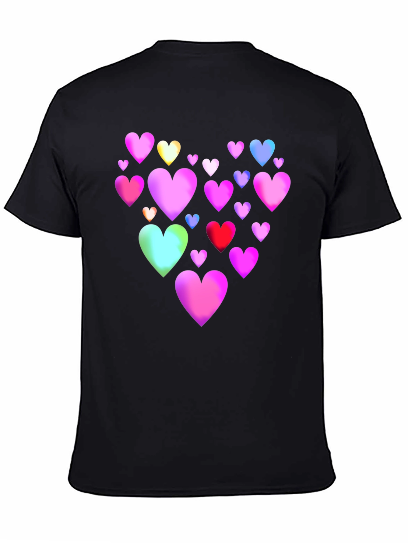 Black Heart Print Black T-Shirt view 4