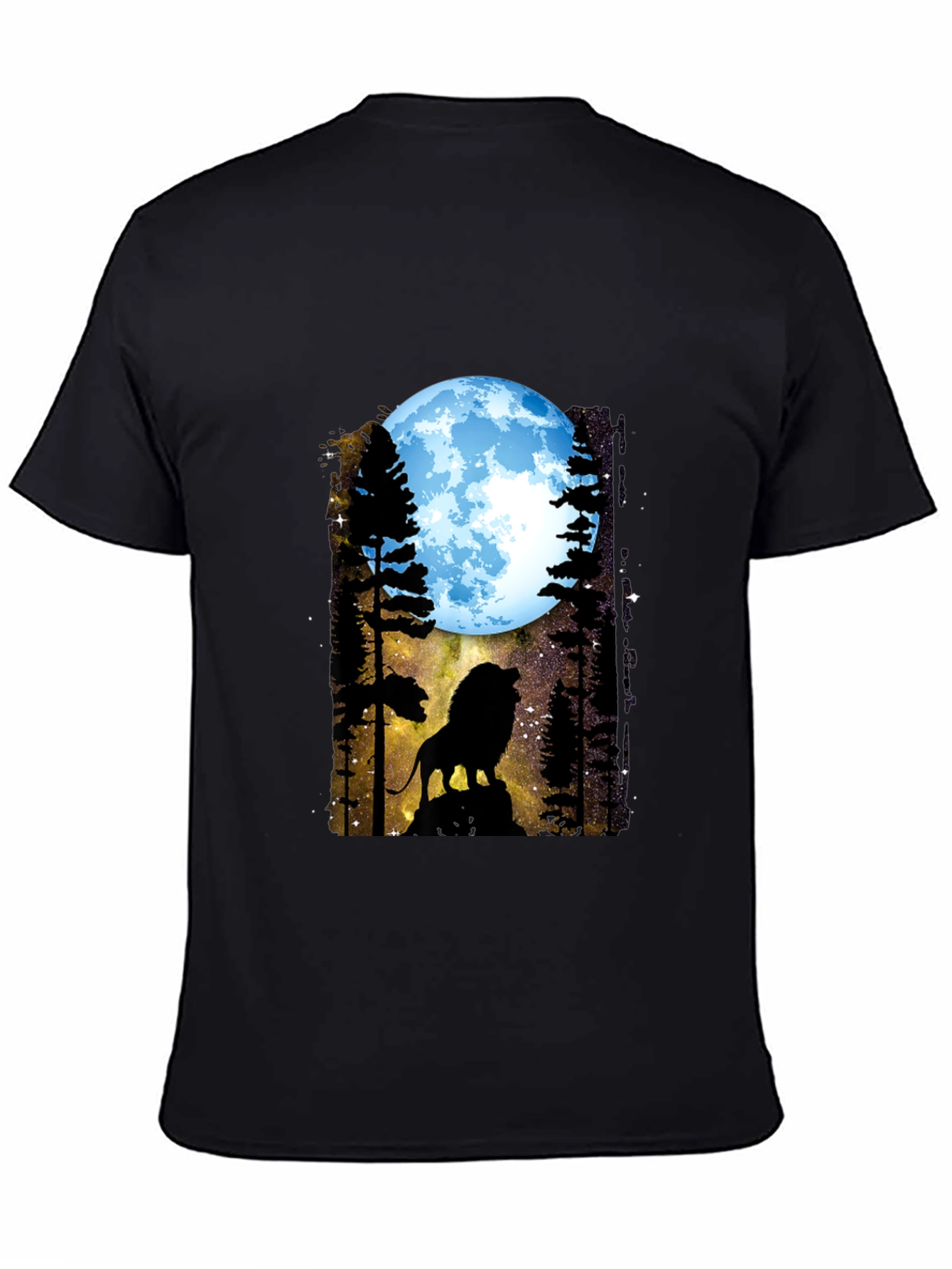 Black Lion Moon T-Shirt - Black Graphic Tee view 4