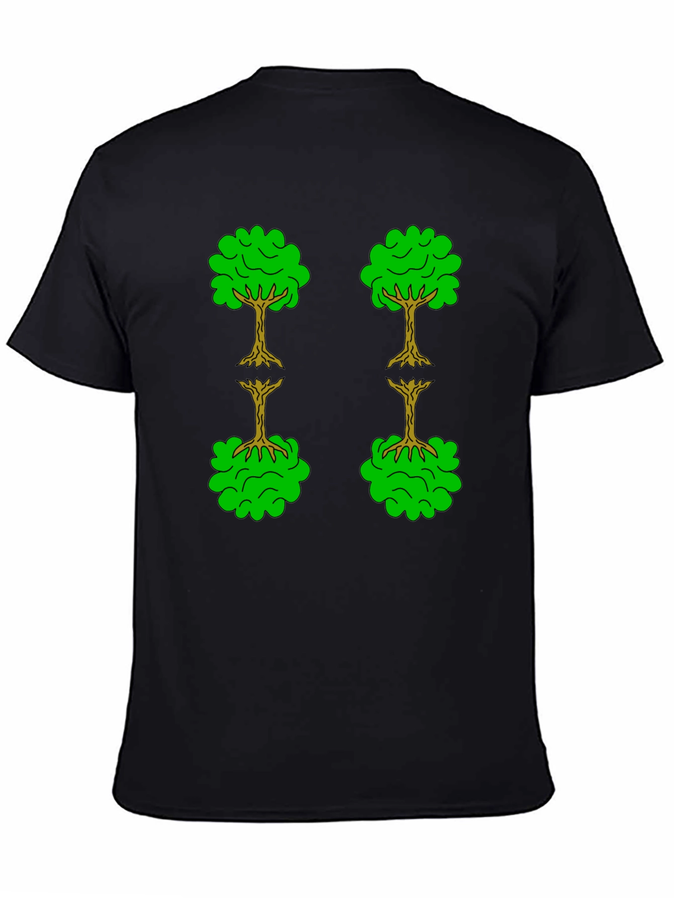 Black Tree Pattern Black T-Shirt view 4