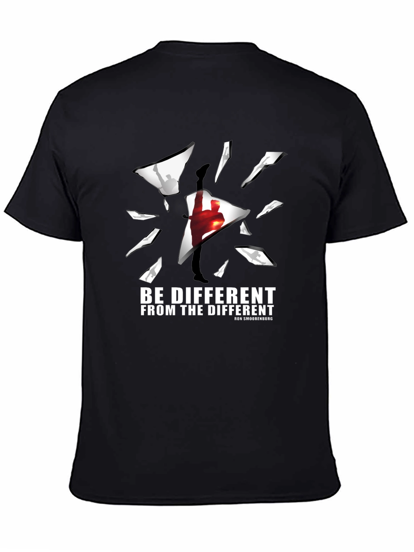 Black Be Different T-Shirt - Unique Shattered Glass Design view 4