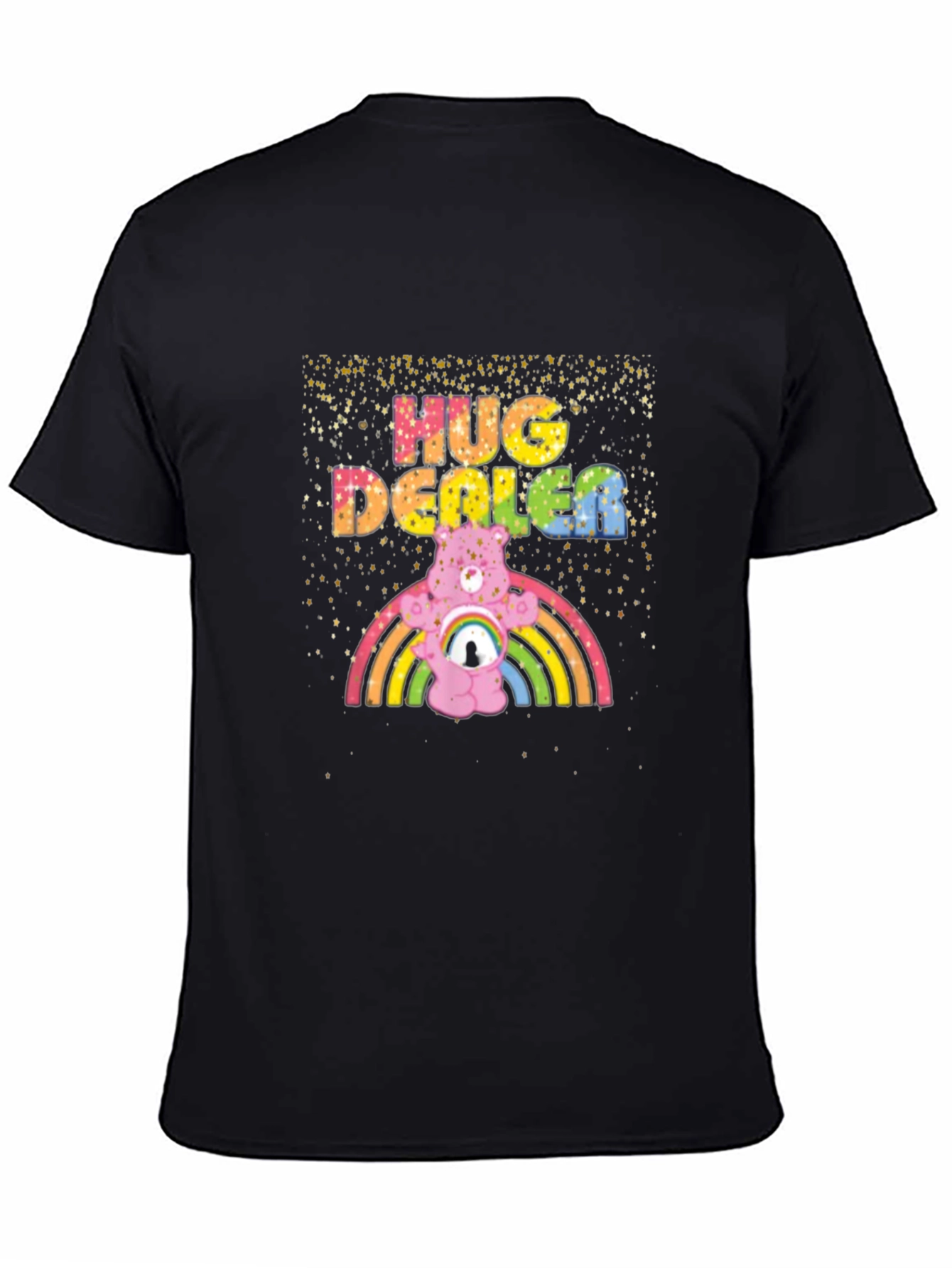 Black Hug Dealer Graphic Tee - Black Crew Neck T-Shirt view 4