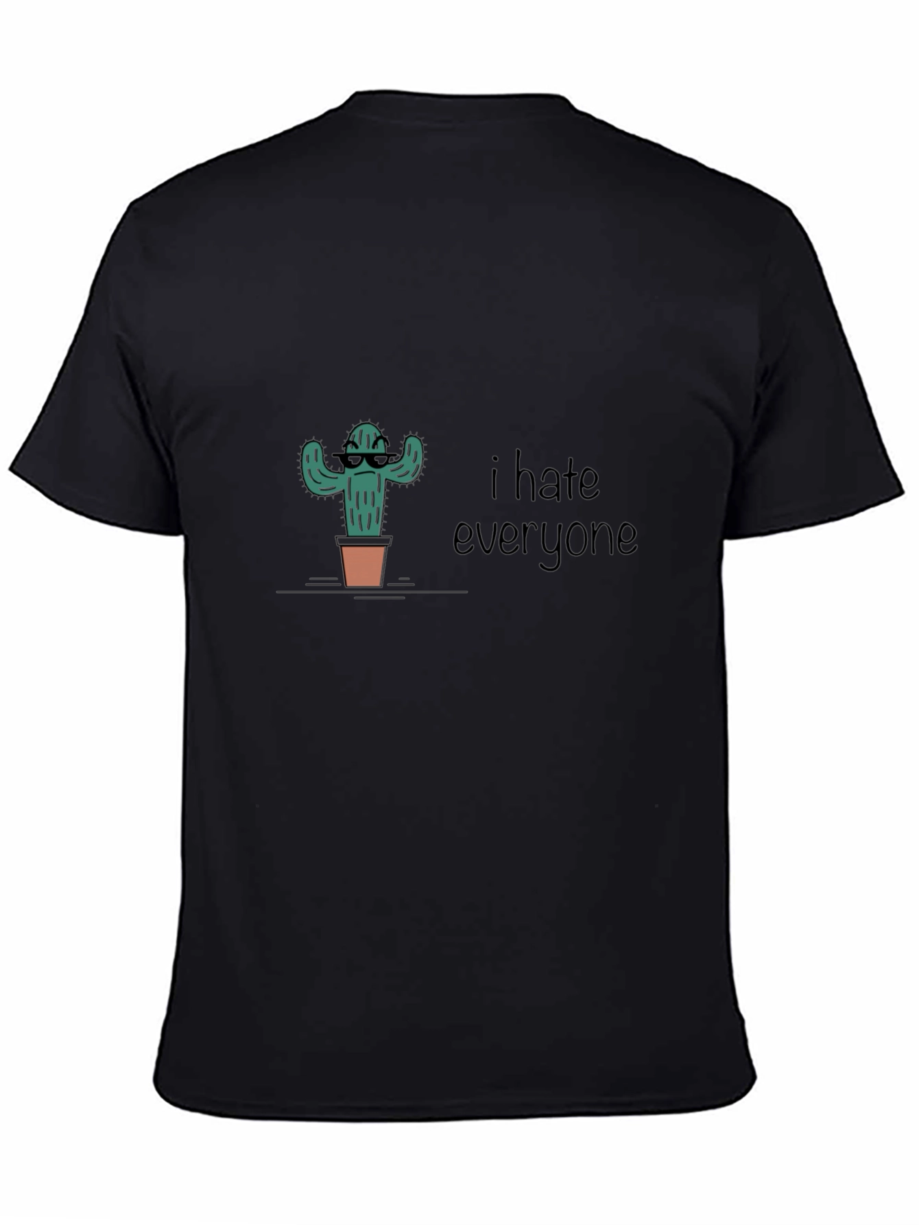 Black I Hate Everyone Cactus Graphic T-Shirt view 4