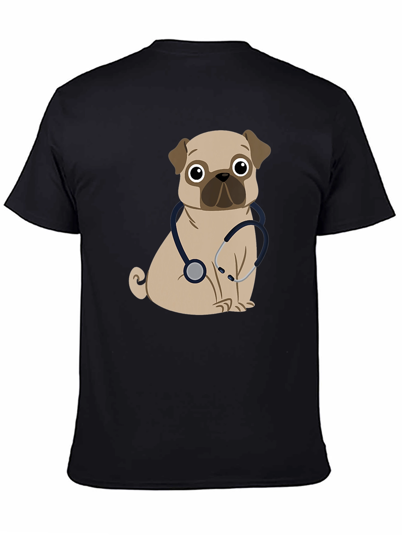 Black Pug Dog Vet T-Shirt view 4