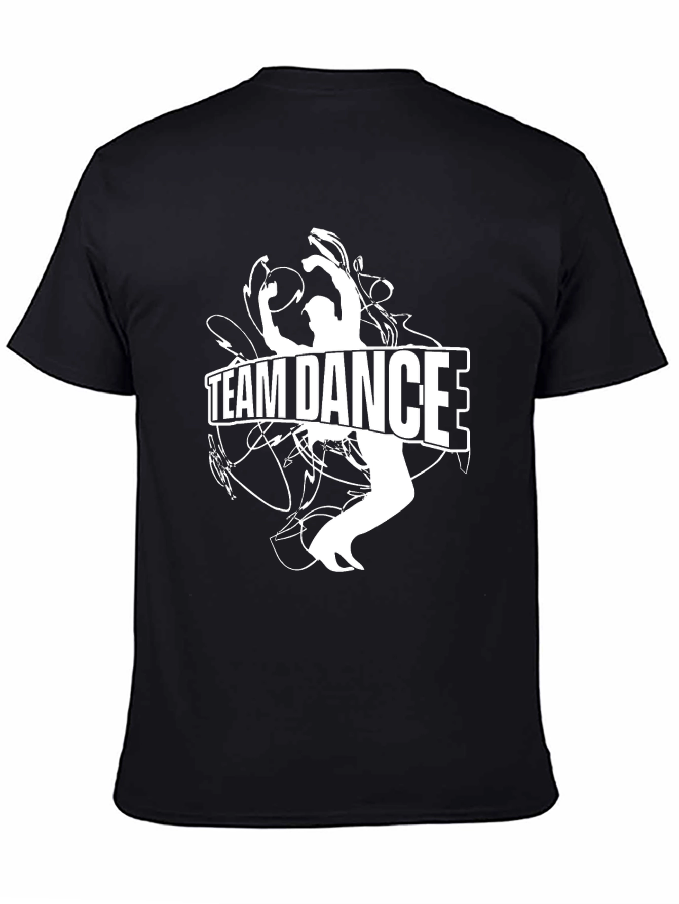 Black Team Dance Graphic Tee - Black Cotton Crew Neck view 4