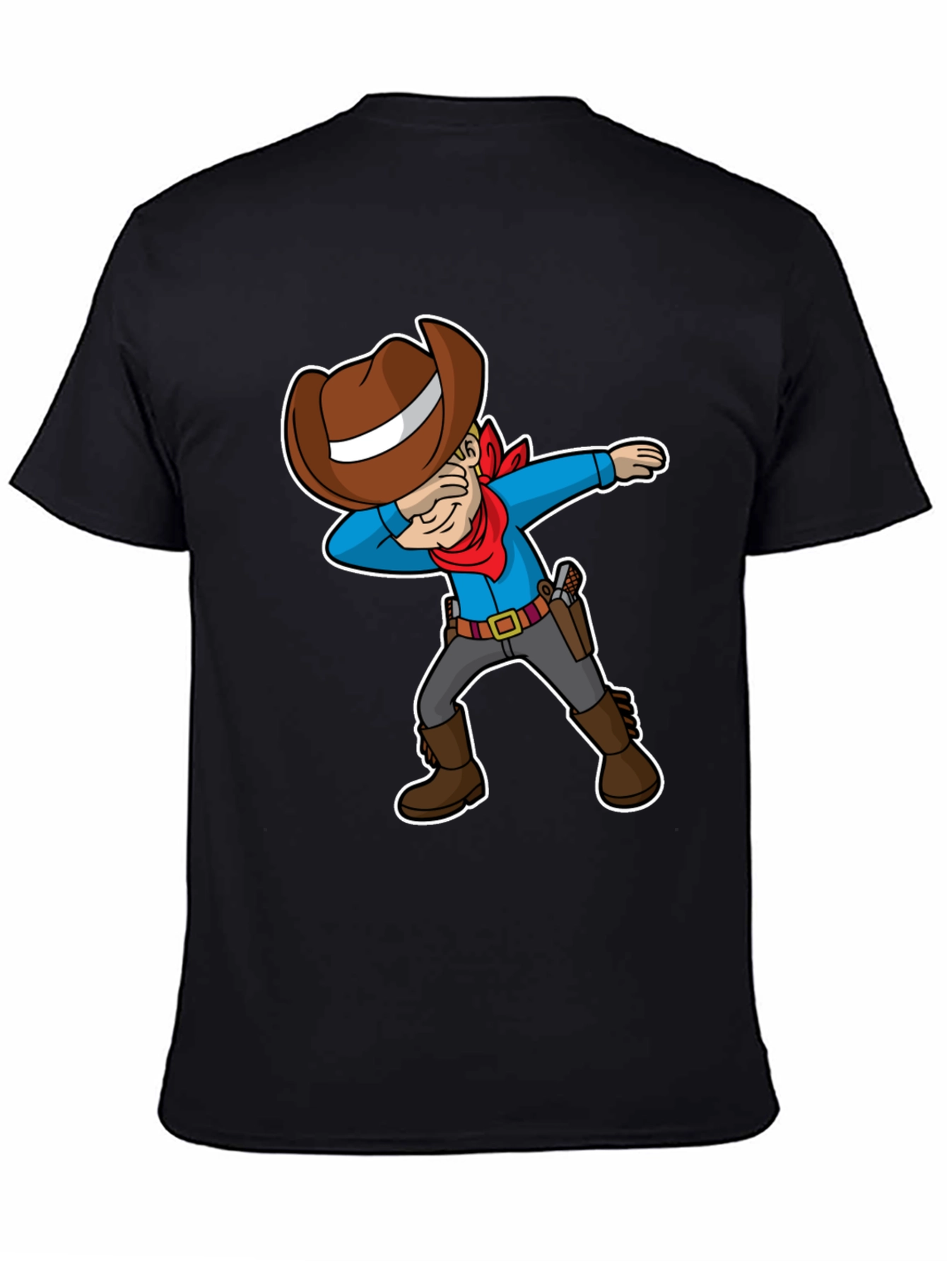 Black Dabbing Cowboy Graphic T-Shirt view 4