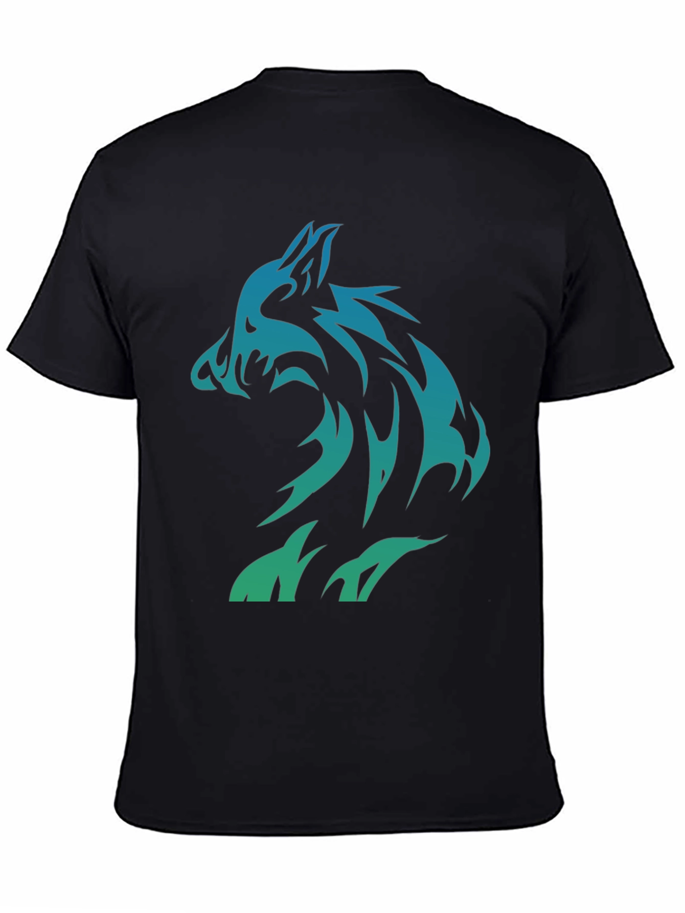 Black Tribal Wolf Graphic T-Shirt - Black Cotton Tee view 4