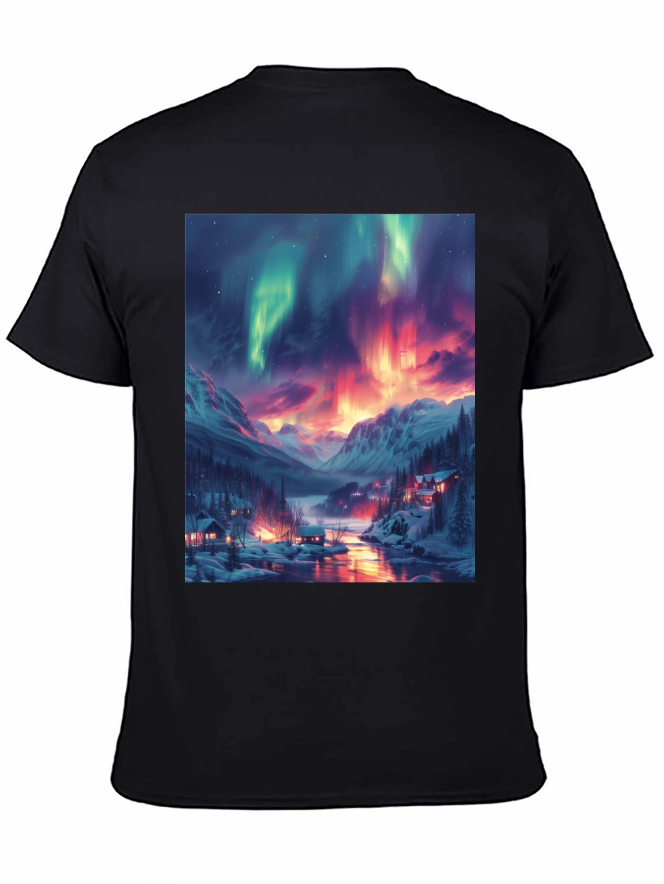 Black Aurora Borealis Graphic Tee - Northern Lights Shirt view 4