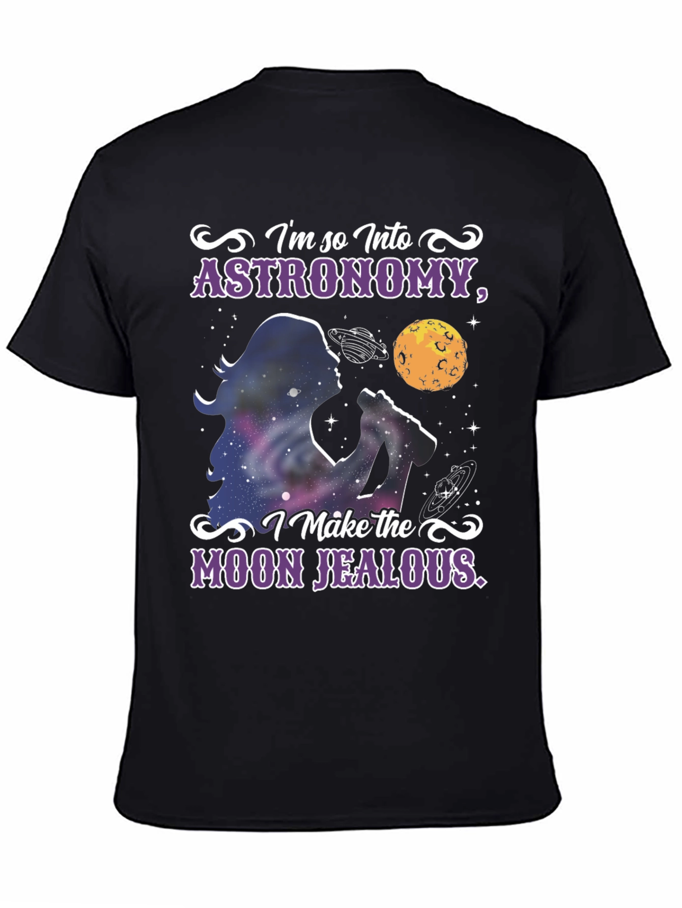 Black Astronomy Fan Black T-Shirt view 4
