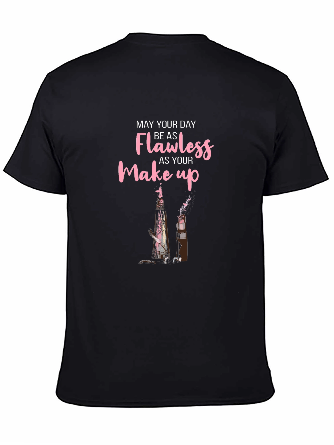 Black Flawless Makeup Graphic Tee - Stylish Black T-Shirt view 4