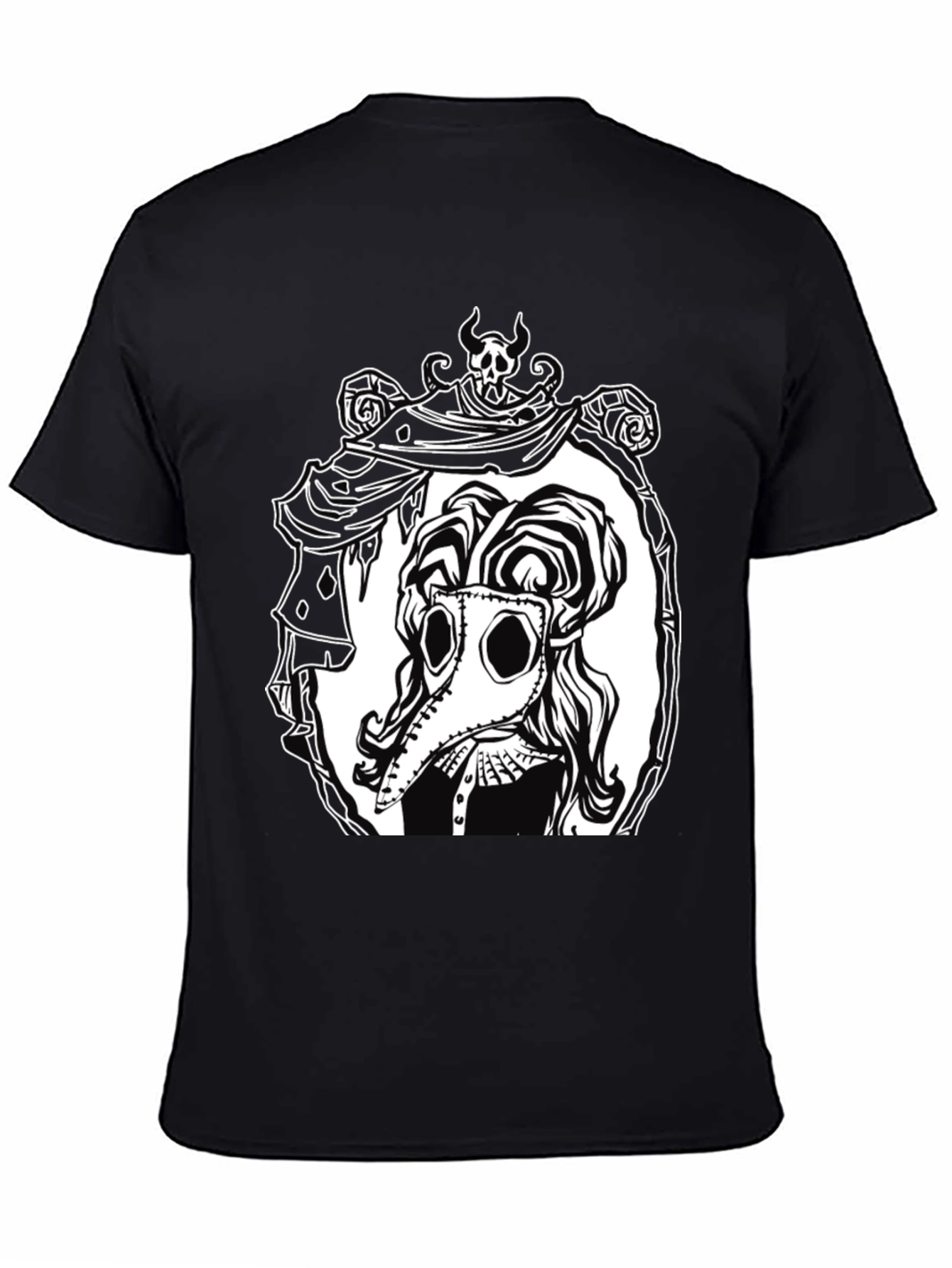 Black Plague Doctor Graphic Tee - Black Cotton T-Shirt view 4