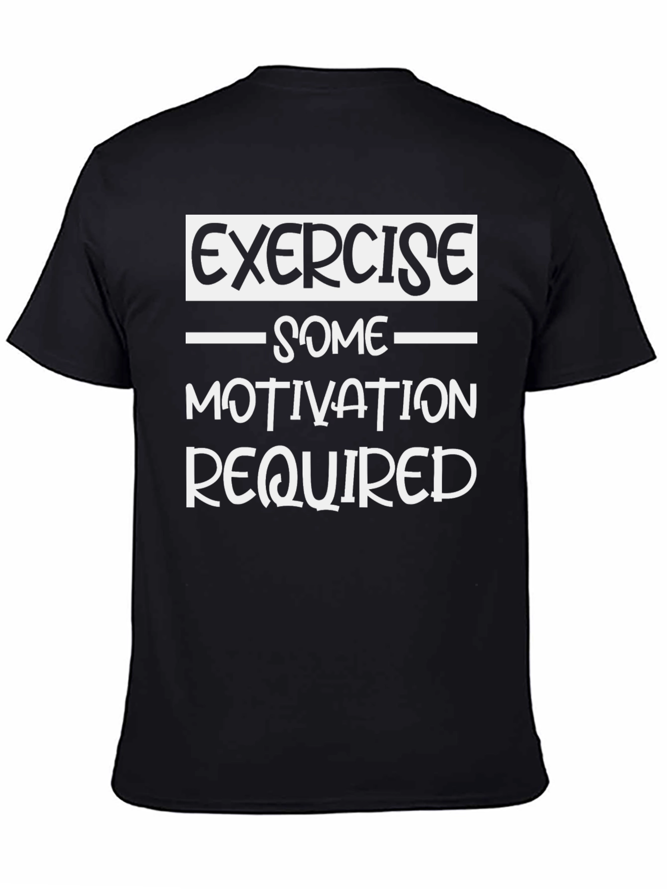 Black Exercise Motivation Required Graphic Tee - Black view 4