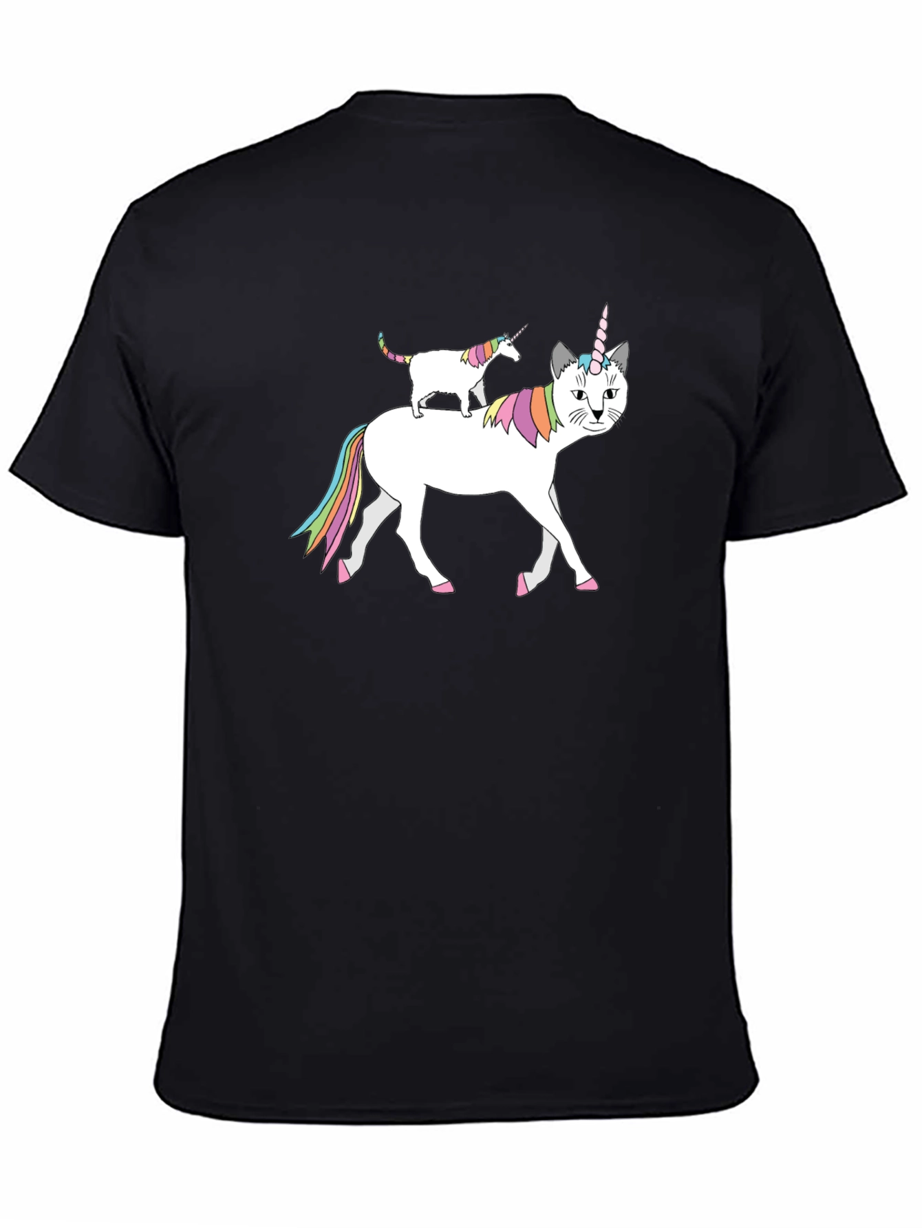 Black Unicorn Cat T-Shirt - Quirky Graphic Tee view 4