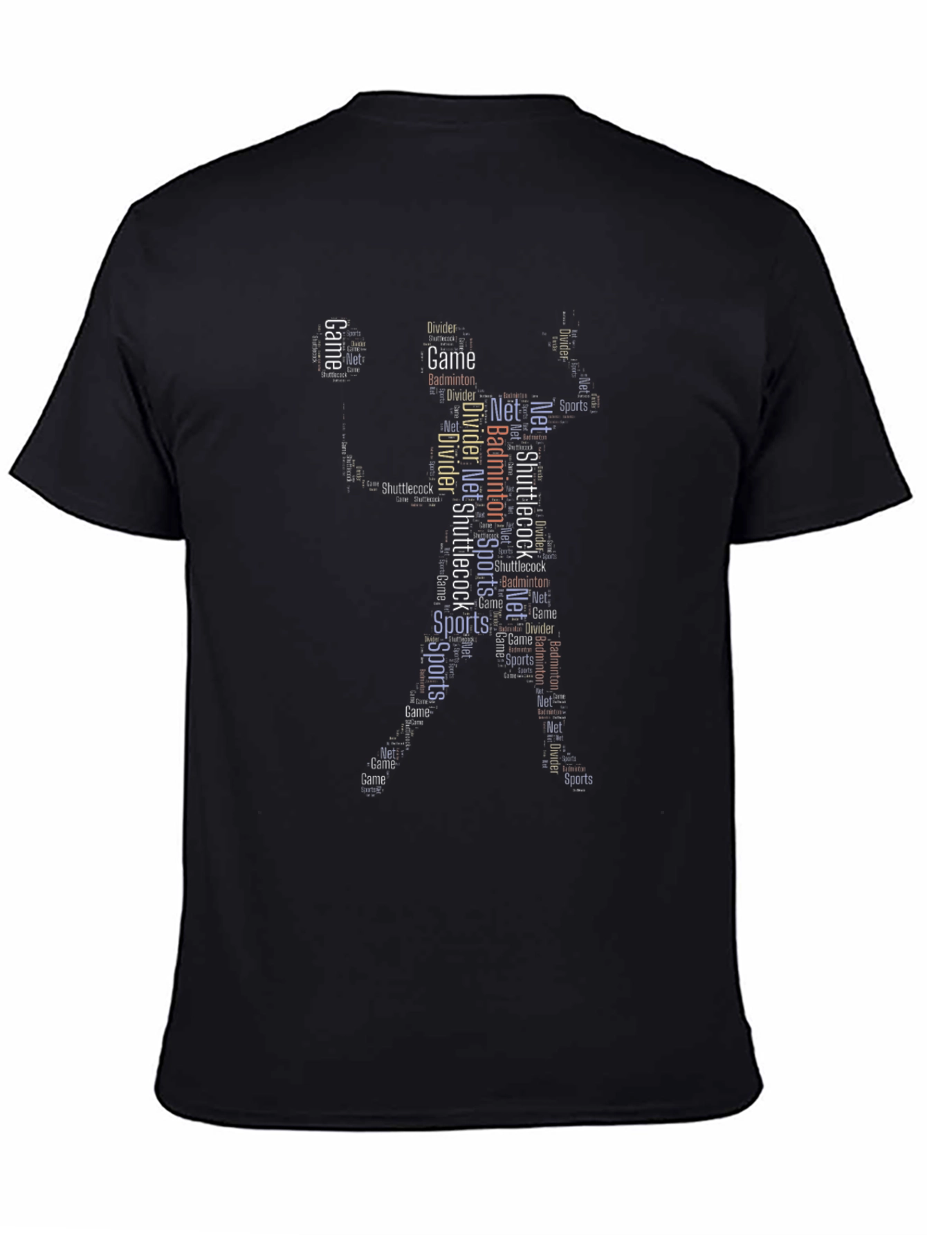 Black Badminton Word Art T-Shirt - Game On! view 4