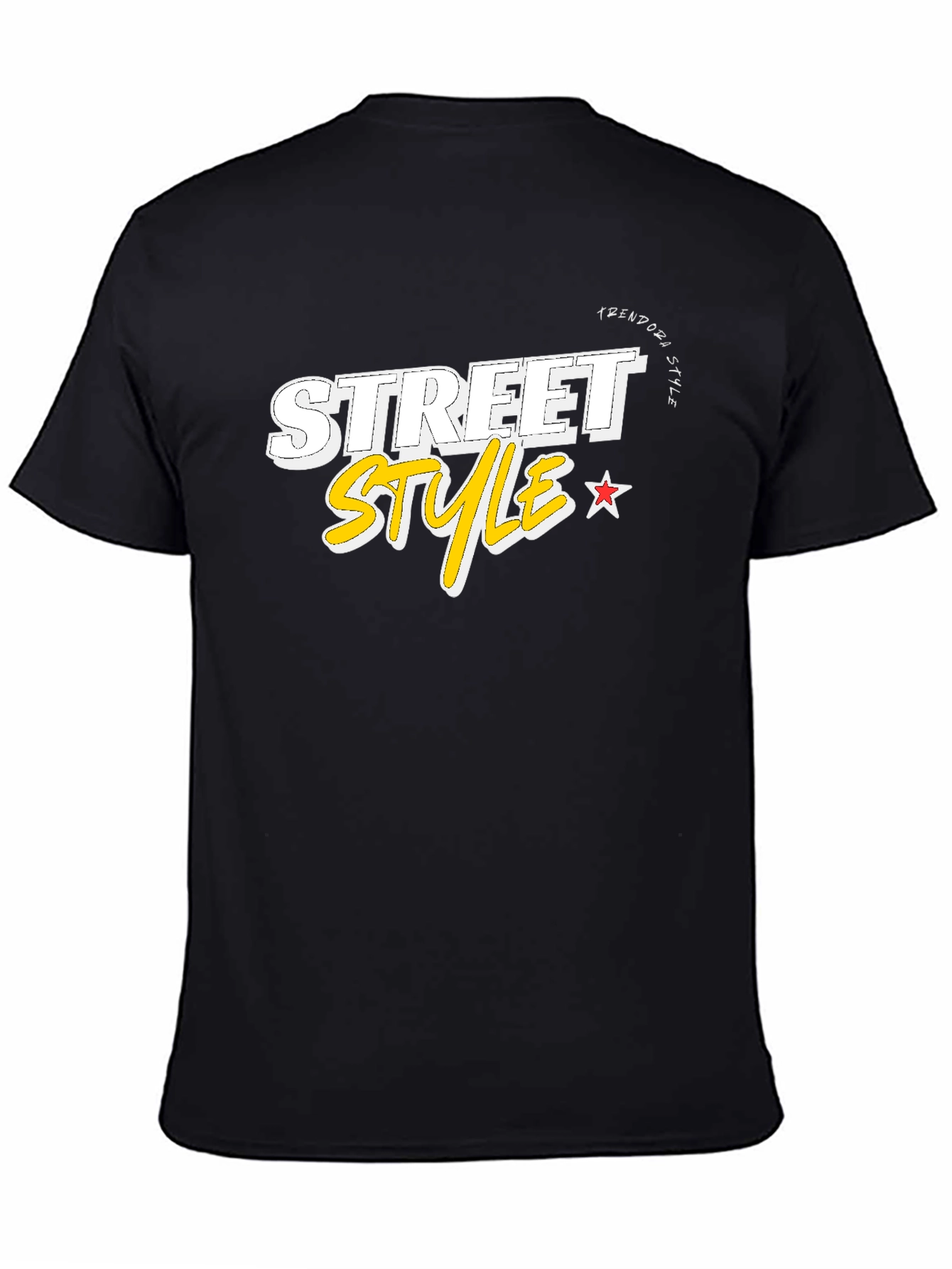 Black Trendy Men's Black Street Style Graphic Tee view 4
