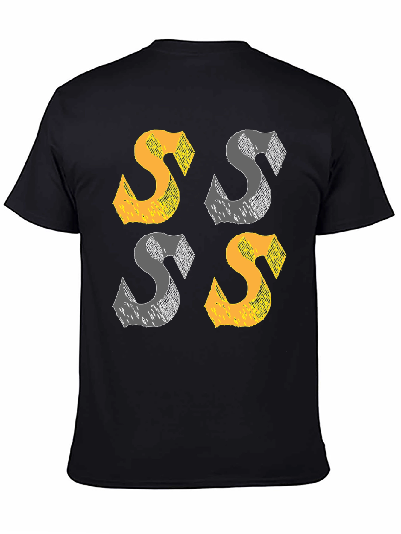 Black Abstract 'S' Graphic Print Black T-Shirt view 4