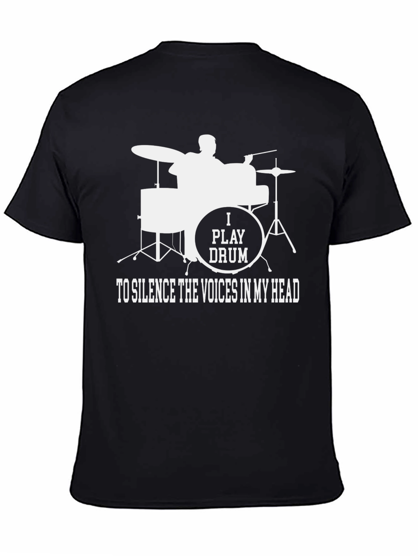 Black Drummer T-Shirt - Silence The Voices Funny Tee view 4