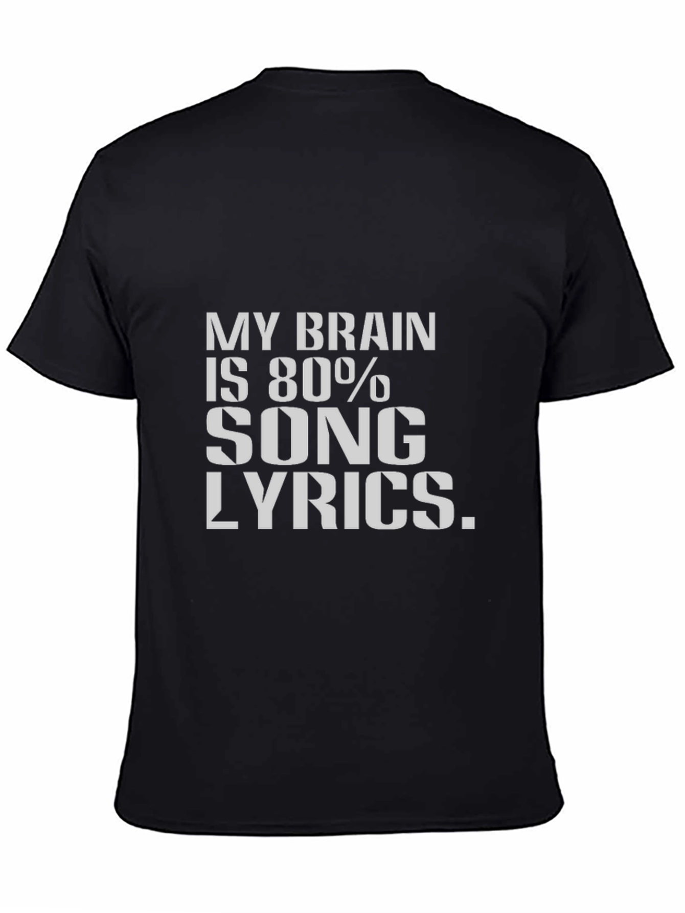 Black Song Lyrics Brain T-Shirt - Black Cotton Tee view 4
