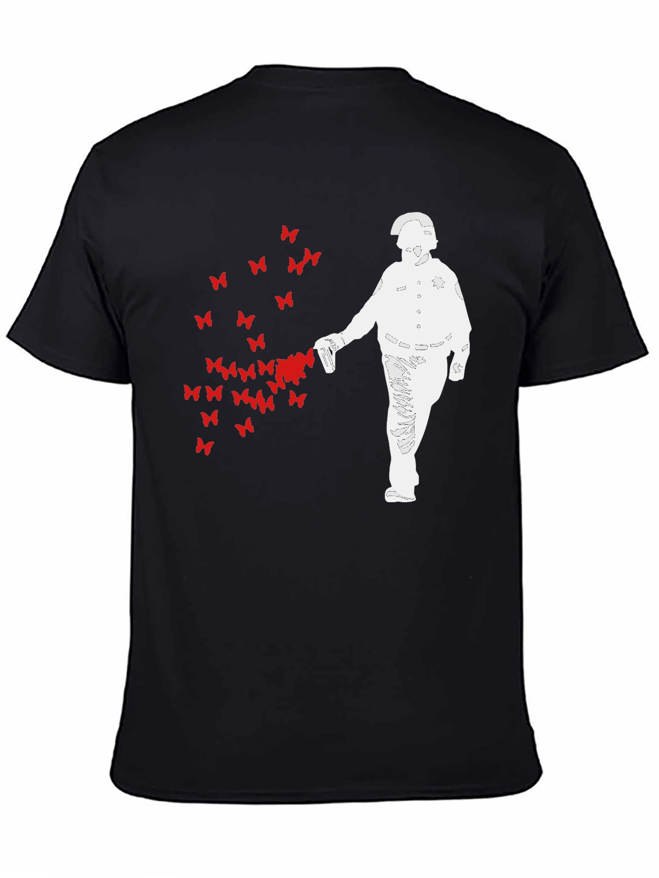 Black Butterfly Riot Police T-Shirt - Black Graphic Tee view 4